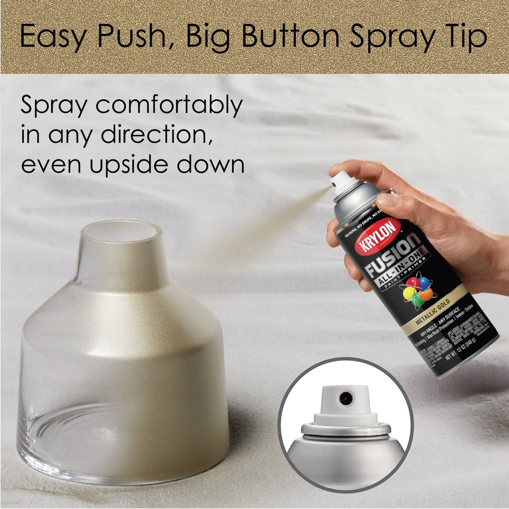 Krylon K02770007 Krylon Fusion All-In-One Metallic Gold Metallic 12 oz Spray Paint, Multi-Surface, (1 Piece, 1 Pack)