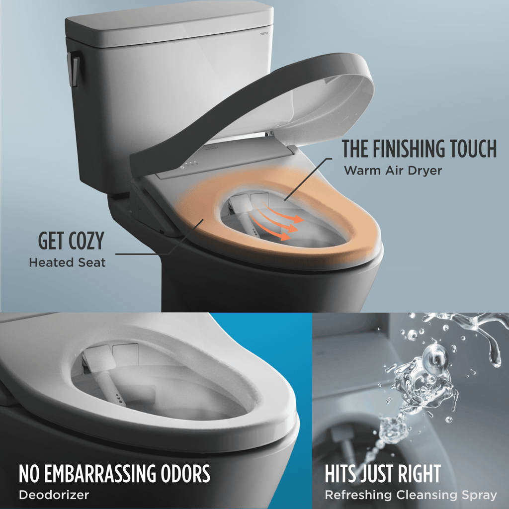TOTO® WASHLET® K300 Electronic Bidet Toilet Seat with Instantaneous Water Heating, PREMIST and EWATER+ Wand Cleaning, Elongated, Cotton White - SW3036R#01