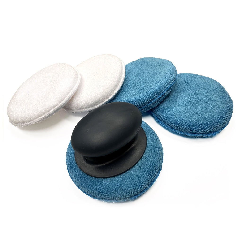 Auto Drive Microfiber Car Wax. Applicator Pads with Gripper Handle, Pack of 5
