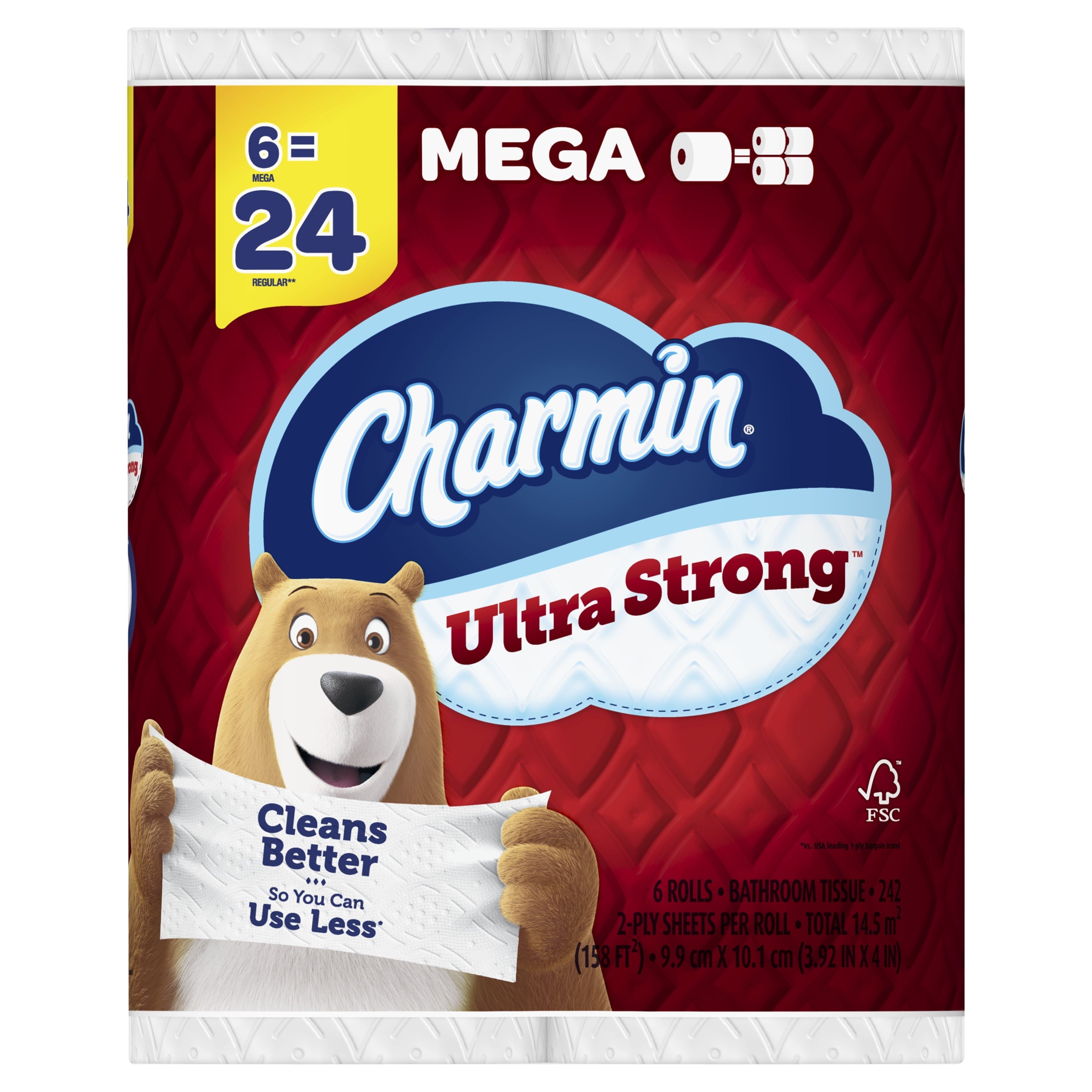 Charmin Ultra Strong Toilet Paper, 6 Mega Rolls