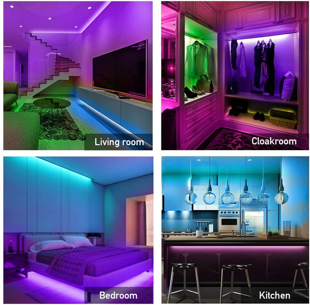 LED Strip Lights, 3 Rolls x 5 meter RGB Colored Rope Light Strip Kit with Remote and Control Box for Room, Ceiling, Bedroom