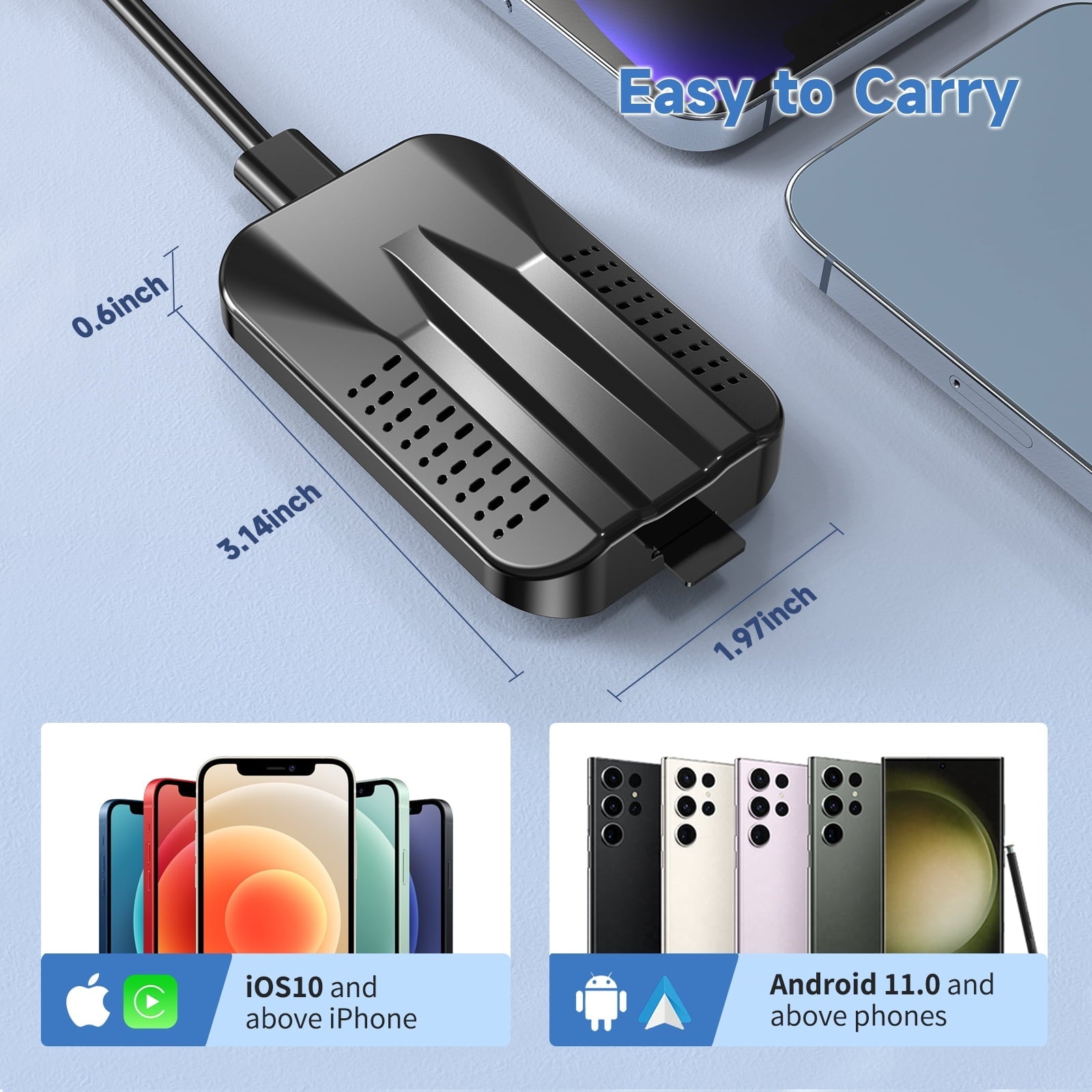 HERILARY Wireless Carplay and Android Auto, Apple Car Play Adapter for Car Stereo Factory Wired CarPlay Support Netflix/YouTube/Tiktok/Google Play/TF Card, 5GHz Wifi, Plug and Play