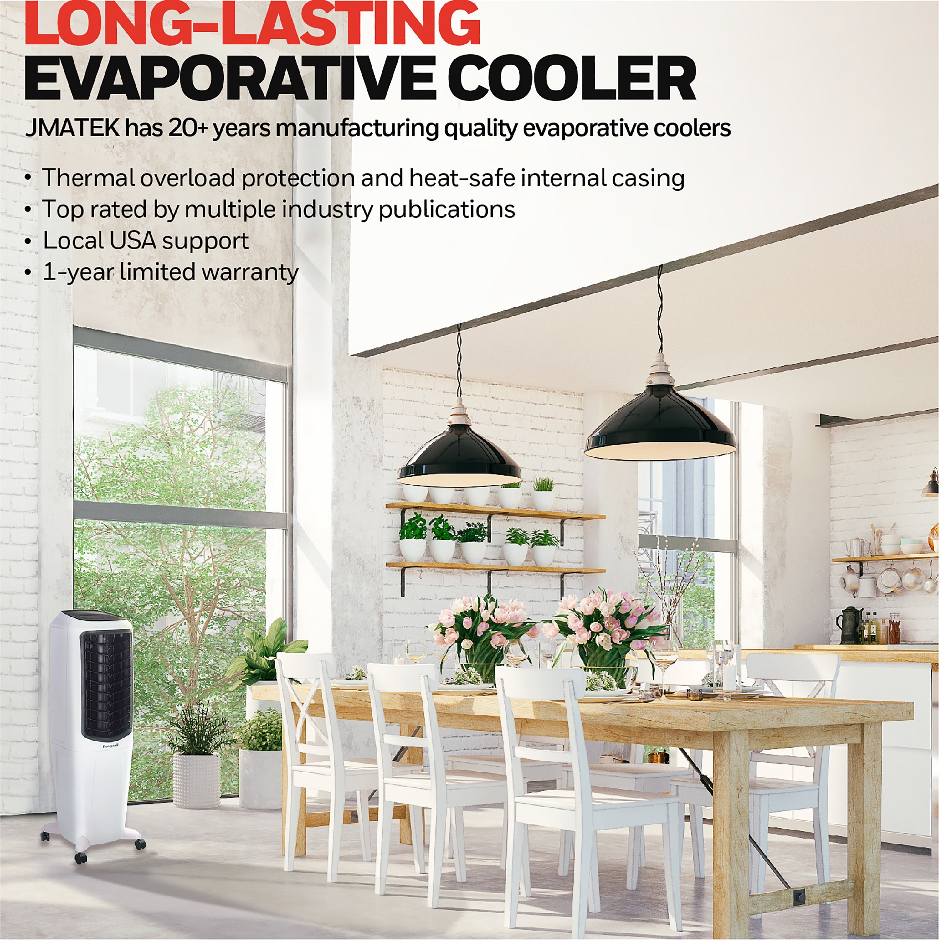 Honeywell Quiet, Low Energy, Compact Spot Fan & Humidifier, White Indoor Portable Evaporative Cooler