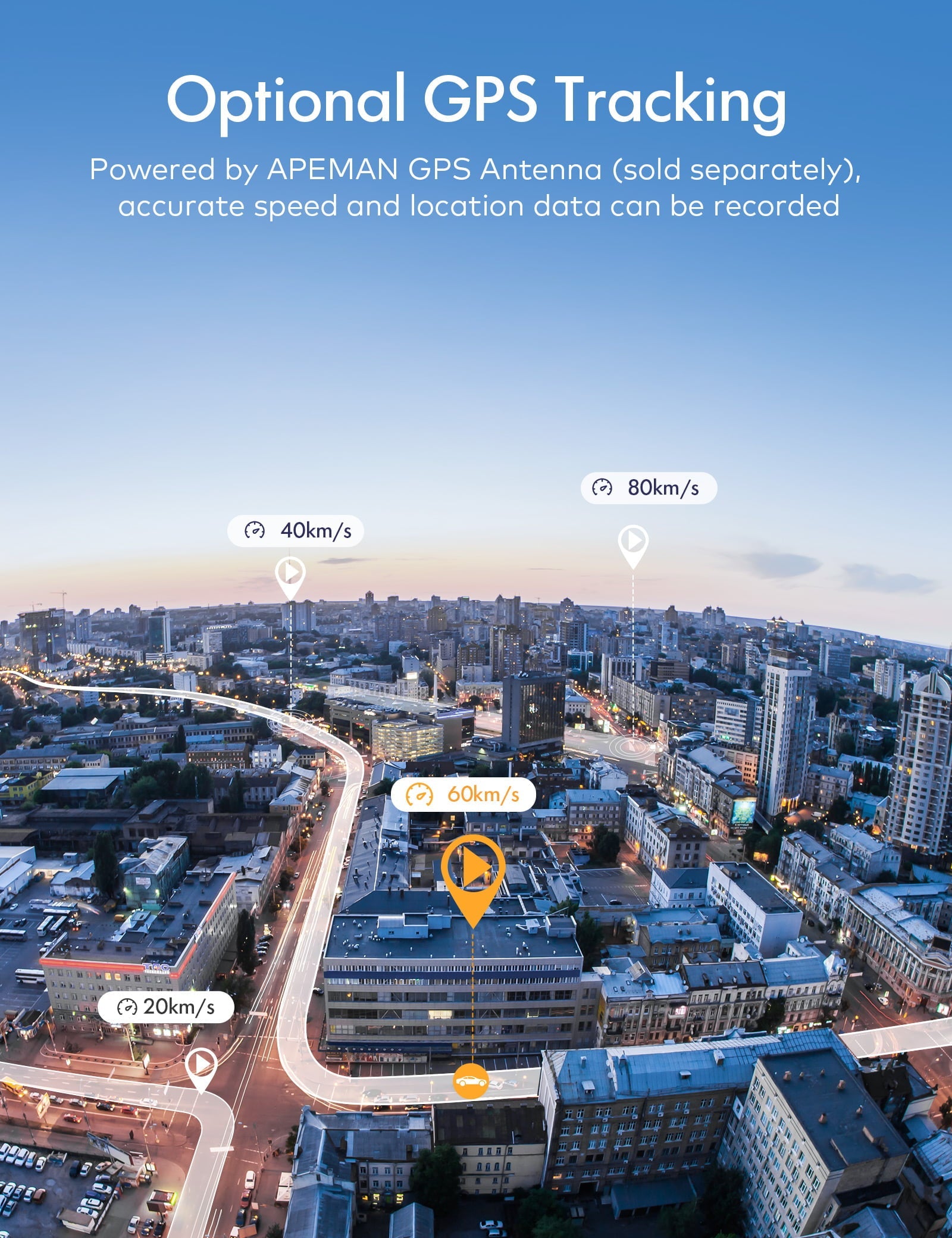APEMAN Wifi Dash Cam with App, 2K Car Camera Sony Starvis Sensor, IPS Display, Night Vision, Parking Monitor, Support GPS, Black