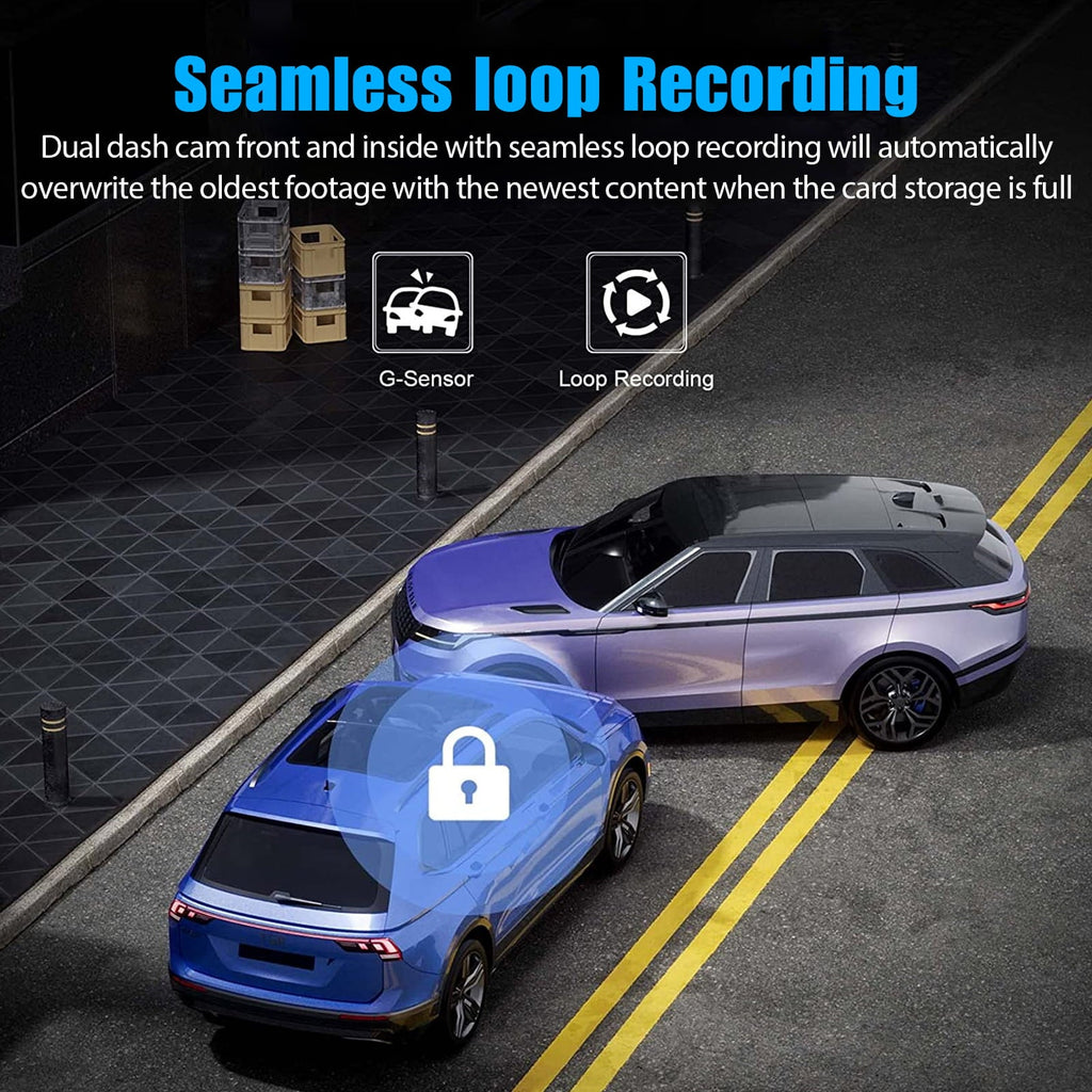 Dash Cam Front and Rear, TSV 3 Channel Dual Dash Camera, 1080P Car Camera DVR Backup Cam, 3 Way Triple Dashboard Driving Recorder, Inside IR Night Vision, G-Sensor, Parking Mode