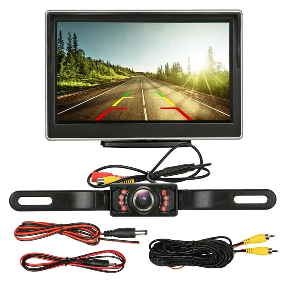 Car Backup Camera 5-inch Hd Monitor Wireless Transmitter Receiver Infrared Night Vision Rear View Parking System