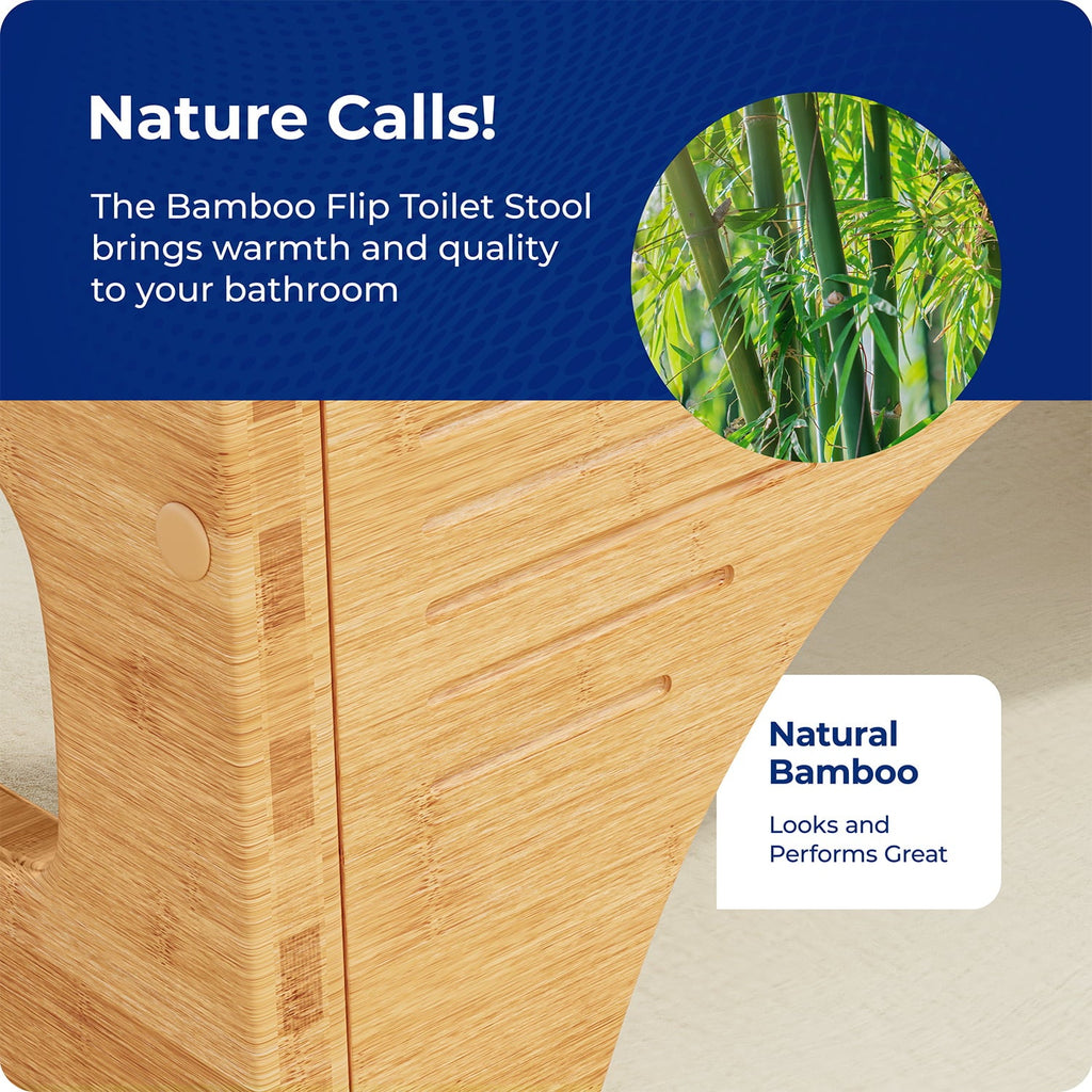 Squatty Potty The Original Toilet Stool - Bamboo Flip, 7" & 9" Height, Two Sizes-in-One