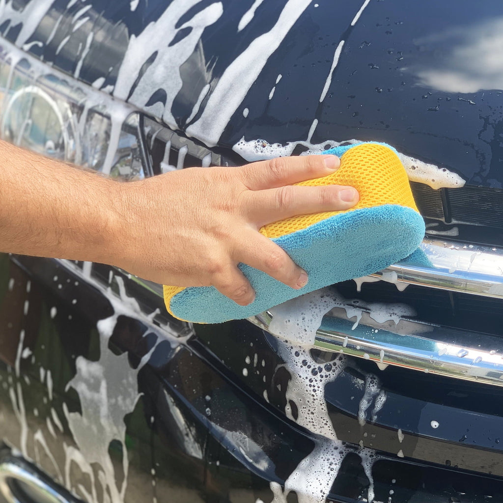 Auto Drive Car Wash Microfiber Sponge w/ bug mesh, Blue