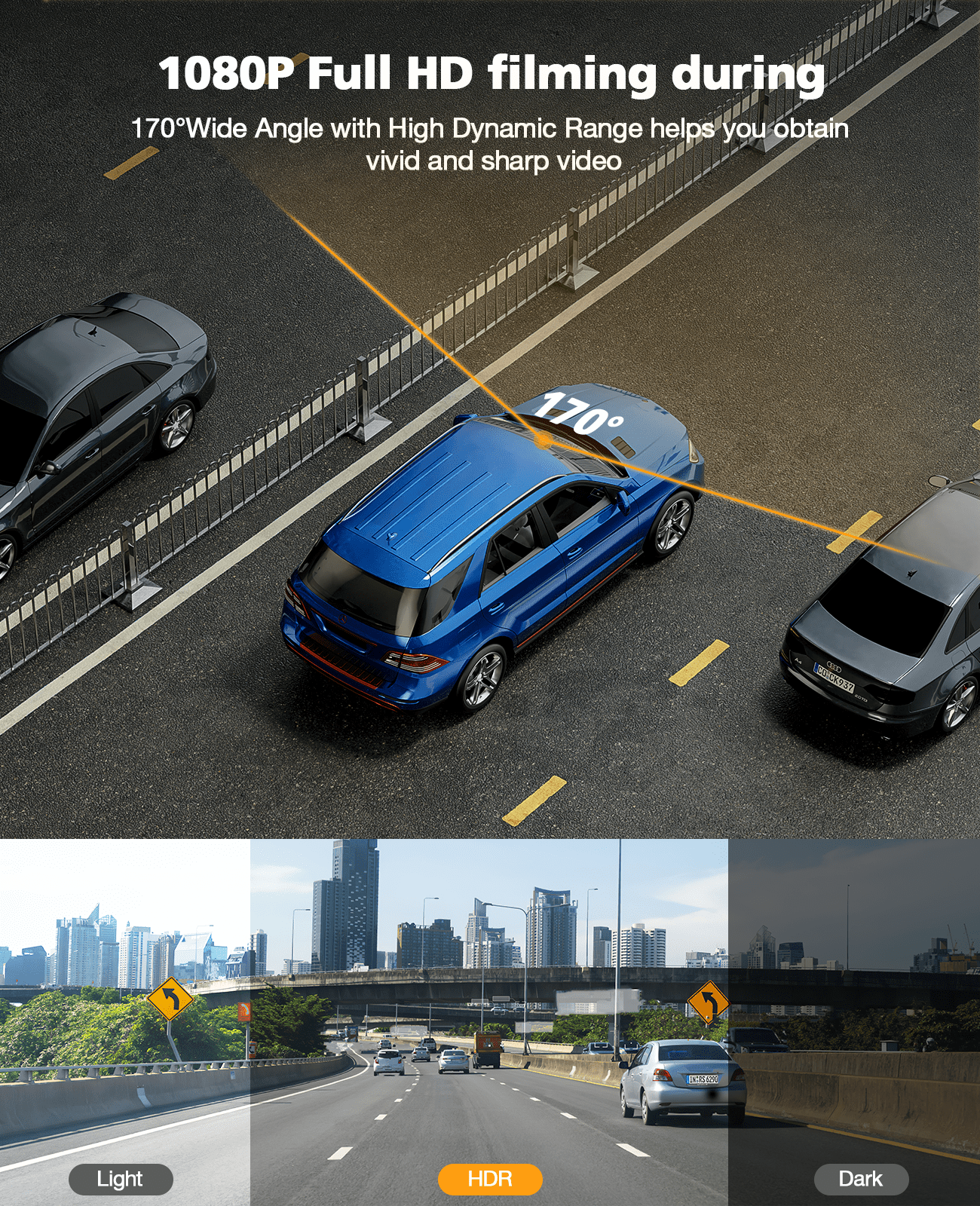 TOGUARD DC18 Dash Cam Front 1080P FHD 2.45" Dash Camera for Cars 170° Wide Angle Car Camera with Super Night Vision, WDR, G-Sensor, Loop Recording