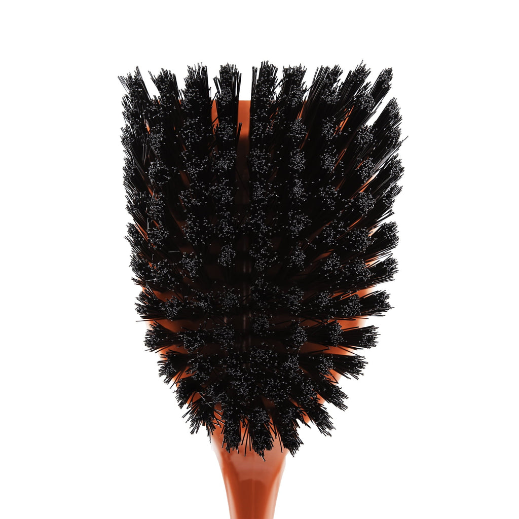 Libman Red All Purpose Scrub Brush with Scraper 13 in Long Handle and 2 in Recycled PET Fibers