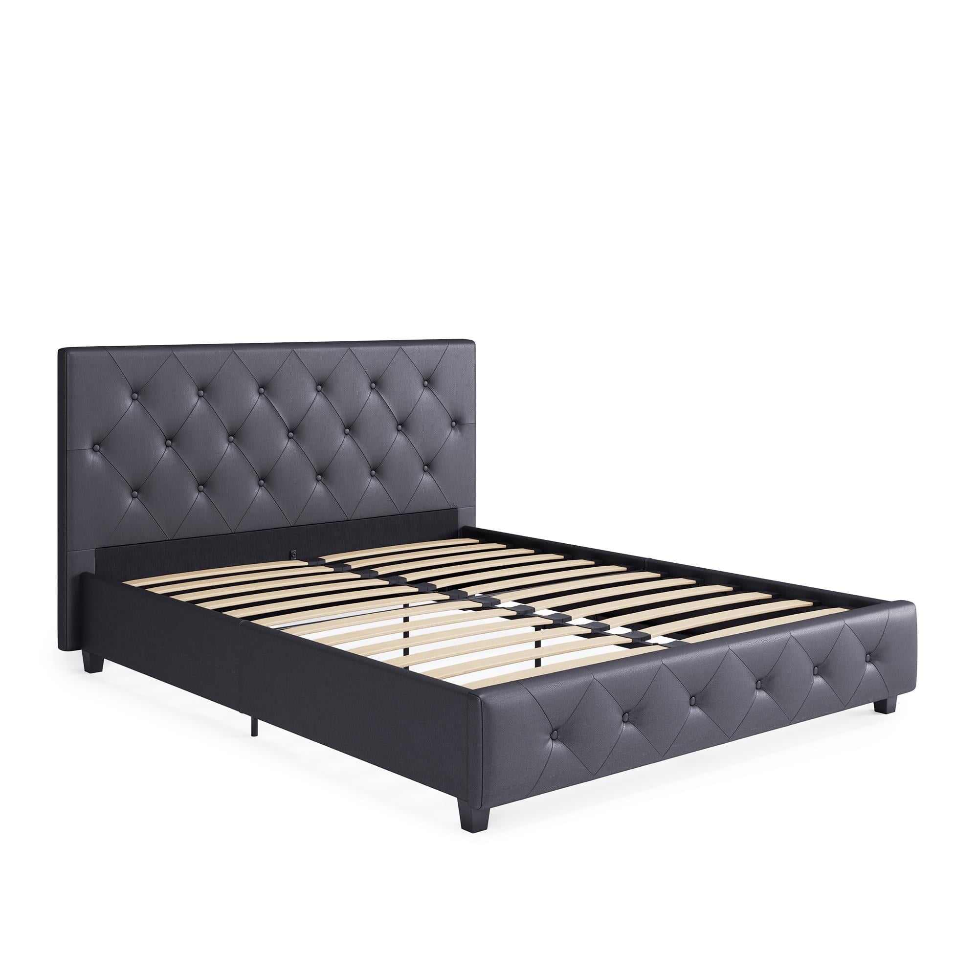 DHP Dakota Upholstered Platform Bed, Queen, Gray Faux Leather