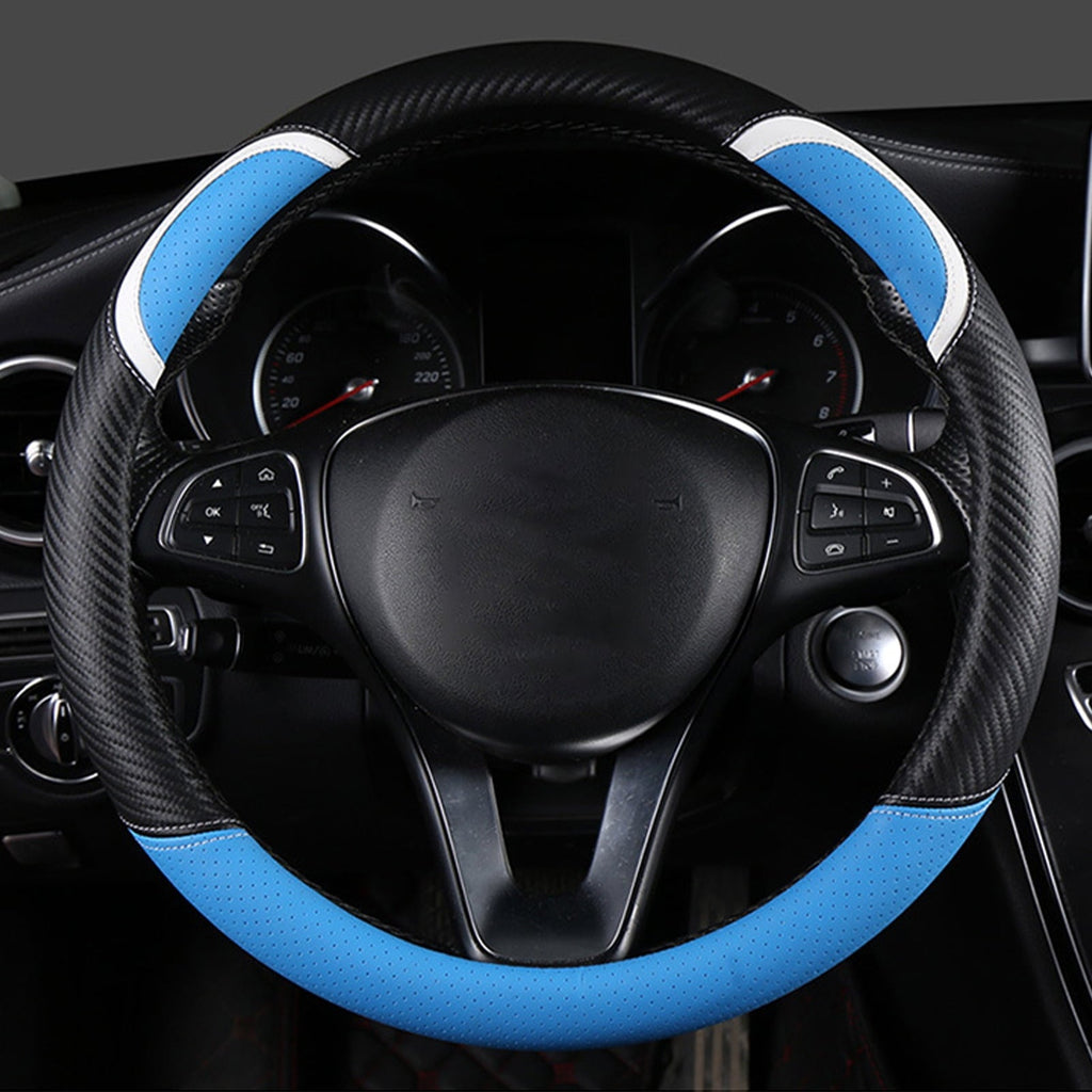 XWQ Steering Wheel Cover Sweat-proof Breathable Universal Carbon Fiber Anti-skid Car Steering Cover for Driver