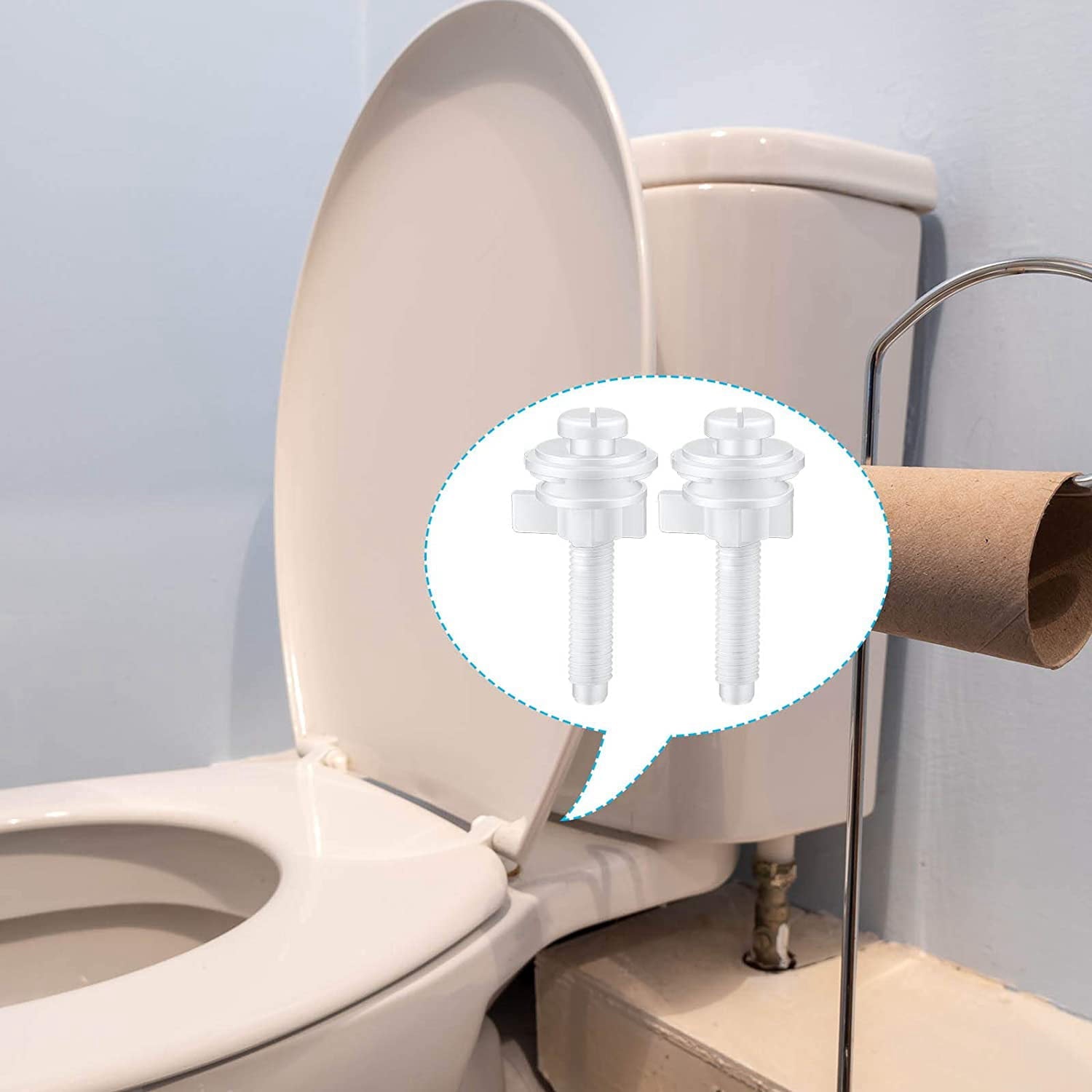 4PCS Toilet Seat Hinge Bolt Screws with Plastic Nuts and Washers Toilet Seat Replacement Parts Kit