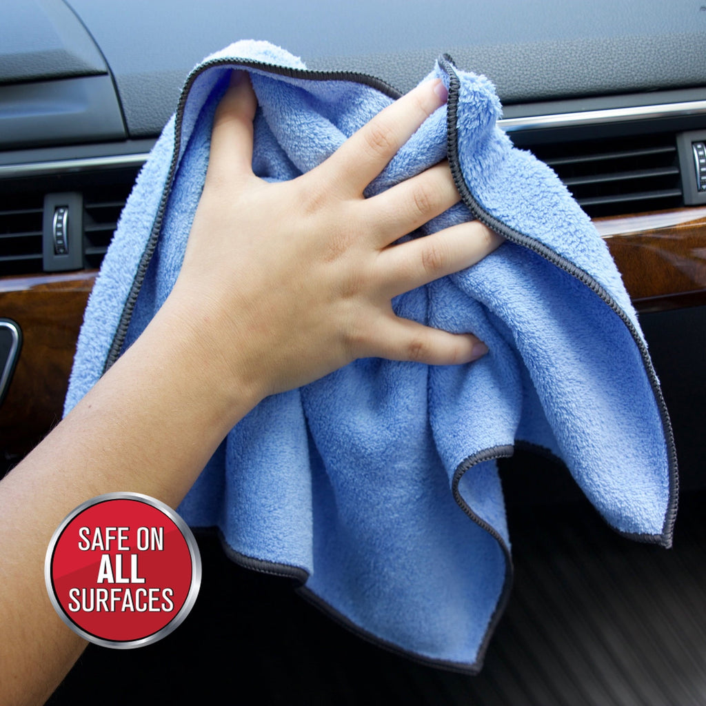 Auto Drive Coral Fleece Multi-Purpose Microfiber Towel, Cleaning, Detailing, 8 Count, Blue & Yellow