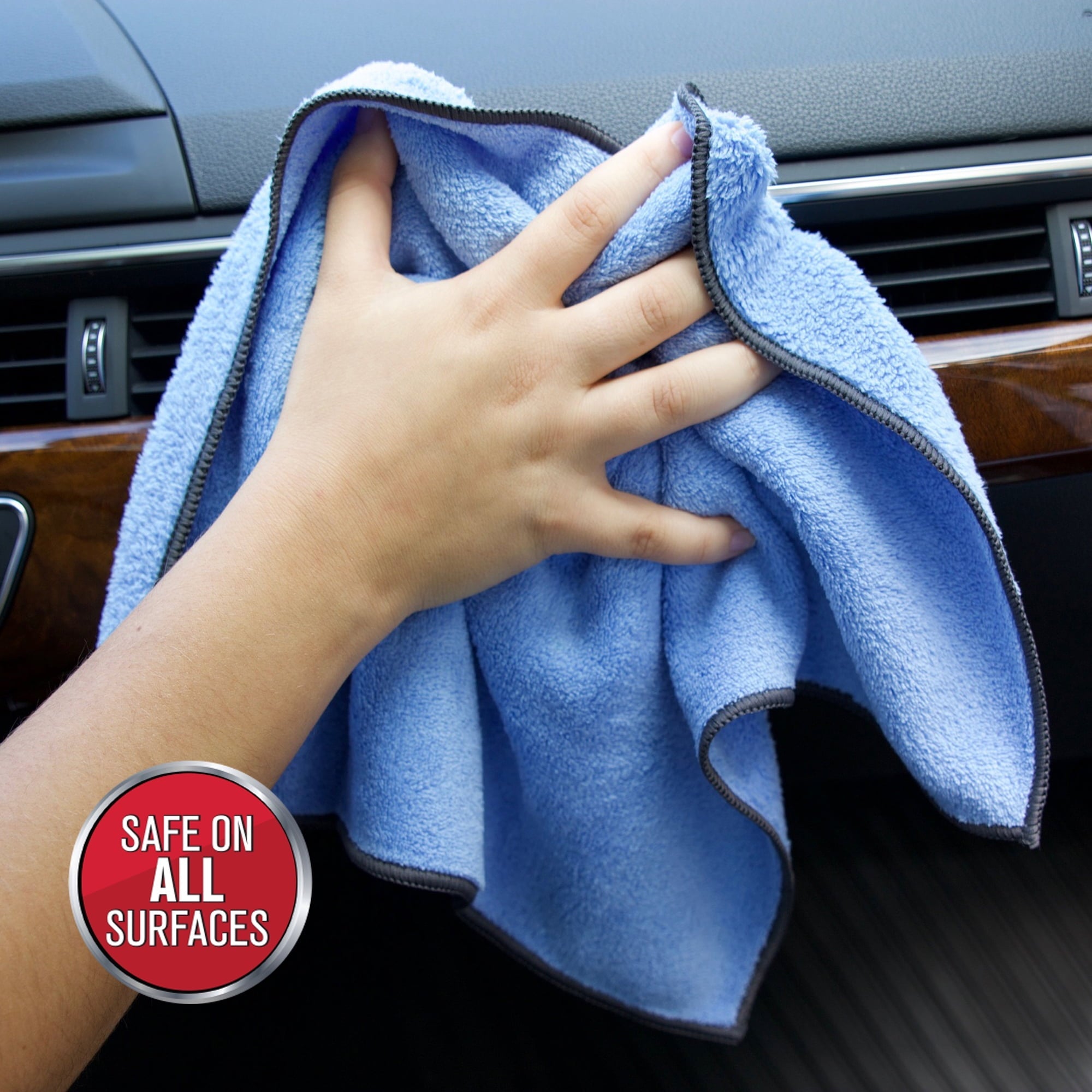 Auto Drive Coral Fleece Multi-Purpose Microfiber Towel, Cleaning, Detailing, 8 Count, Blue & Yellow