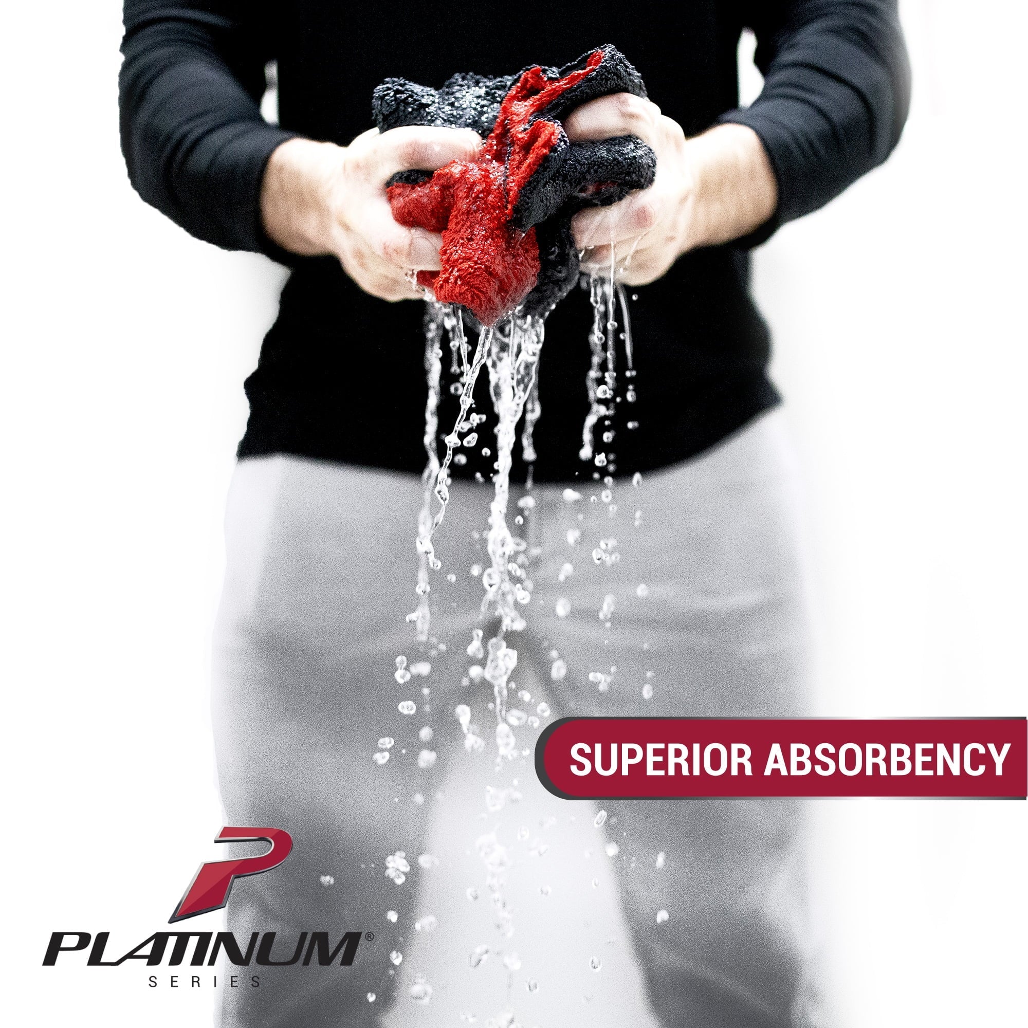 Platinum Series Twisted Terry Super Absorbent Car Drying Cleaning Towel, 2 Count, Red, Gray