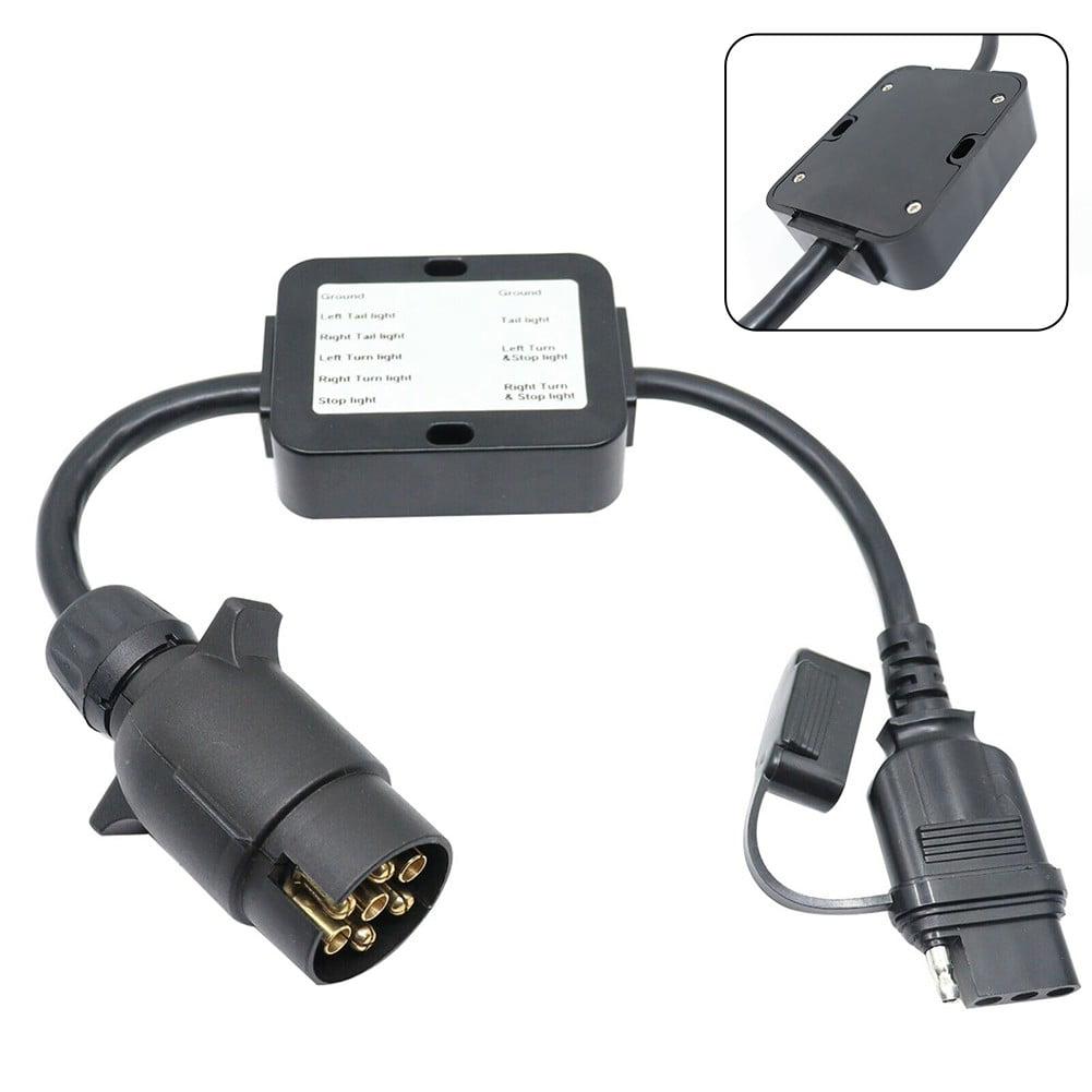 Trailer Light Converter European Round 7-Pin Connector to 4-Way Flat Pin Plug