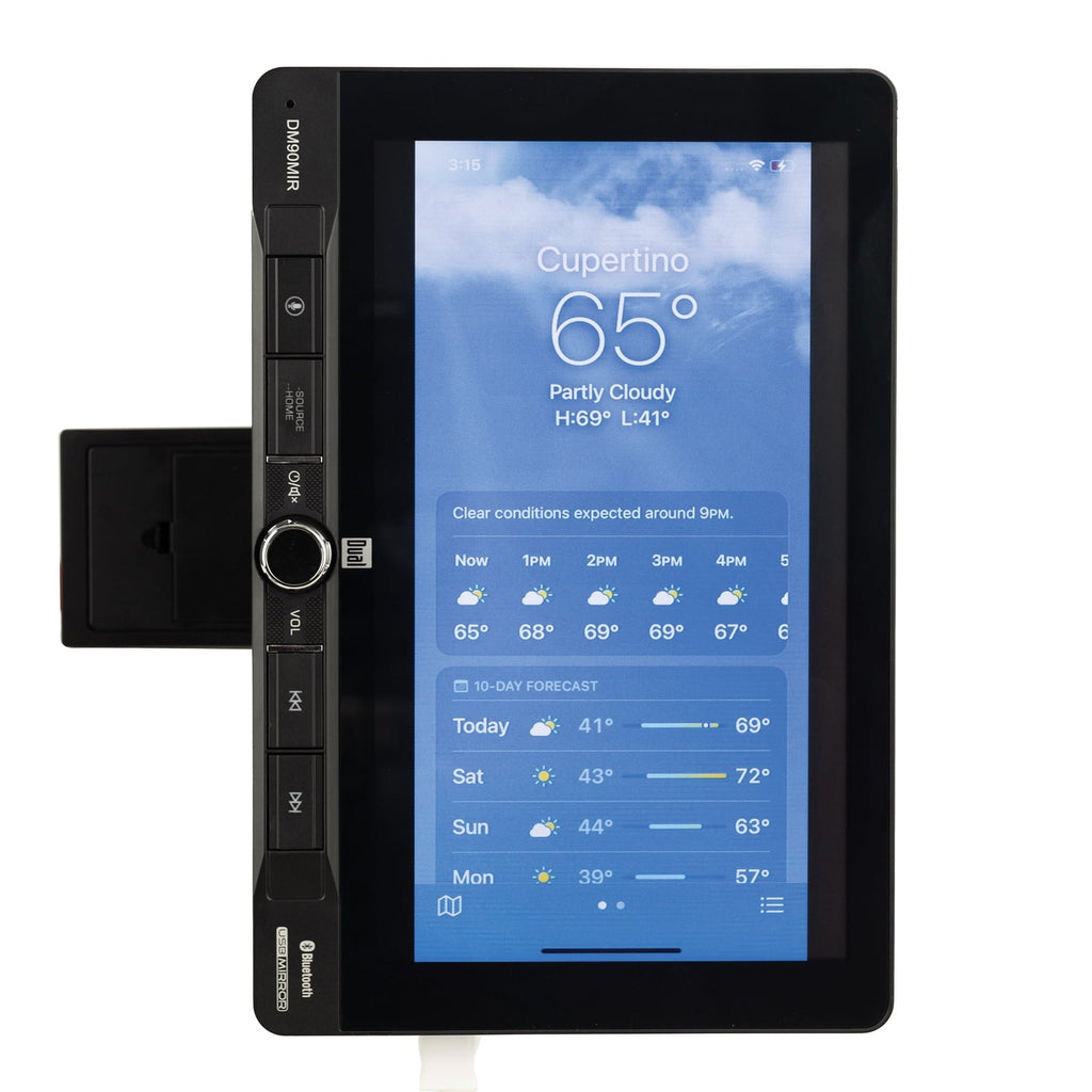 Dual DM90MIR DM90MIR 9-In. Single-DIN Digital Media Receiver with Bluetooth and USB Screen Mirroring