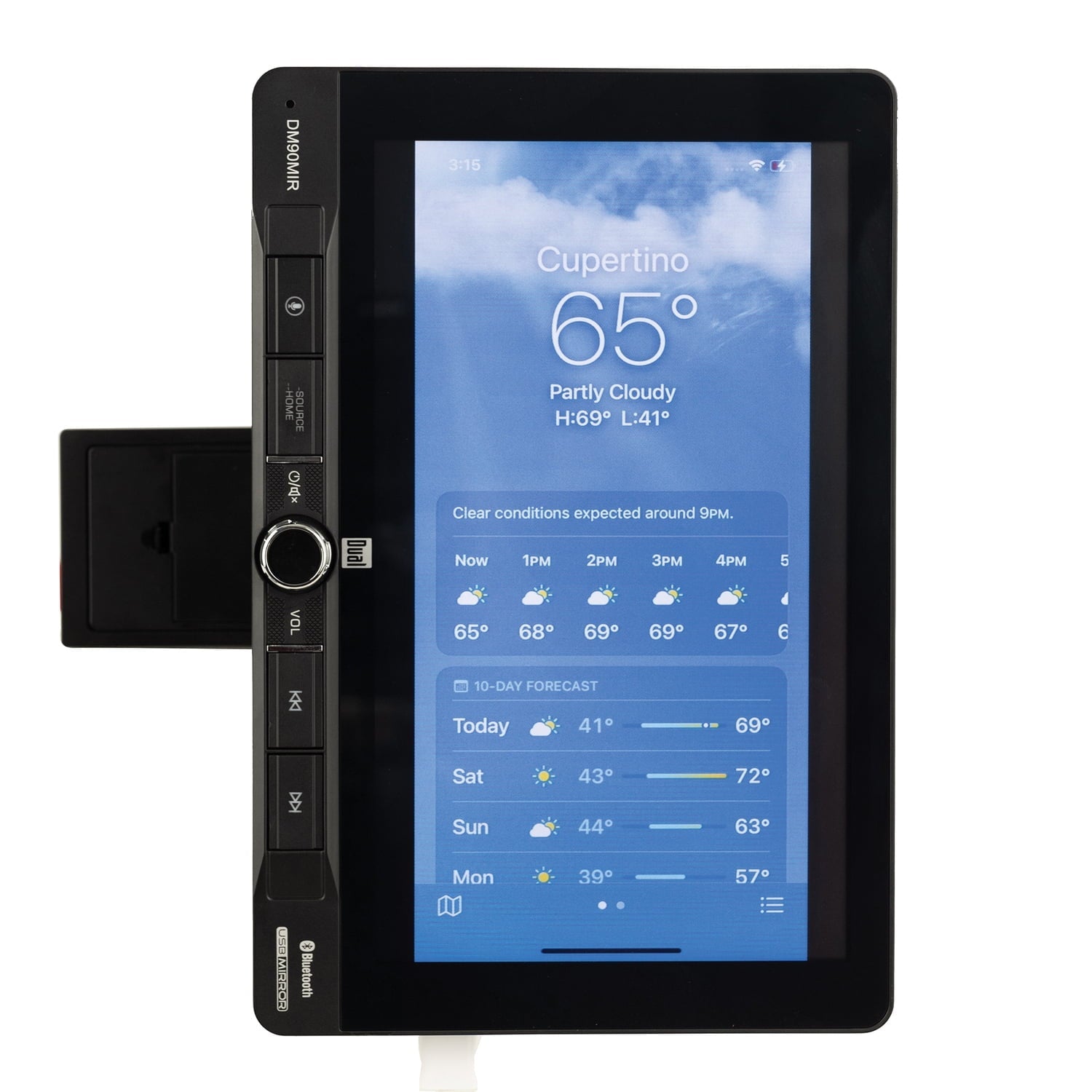 Dual DM90MIR DM90MIR 9-In. Single-DIN Digital Media Receiver with Bluetooth and USB Screen Mirroring