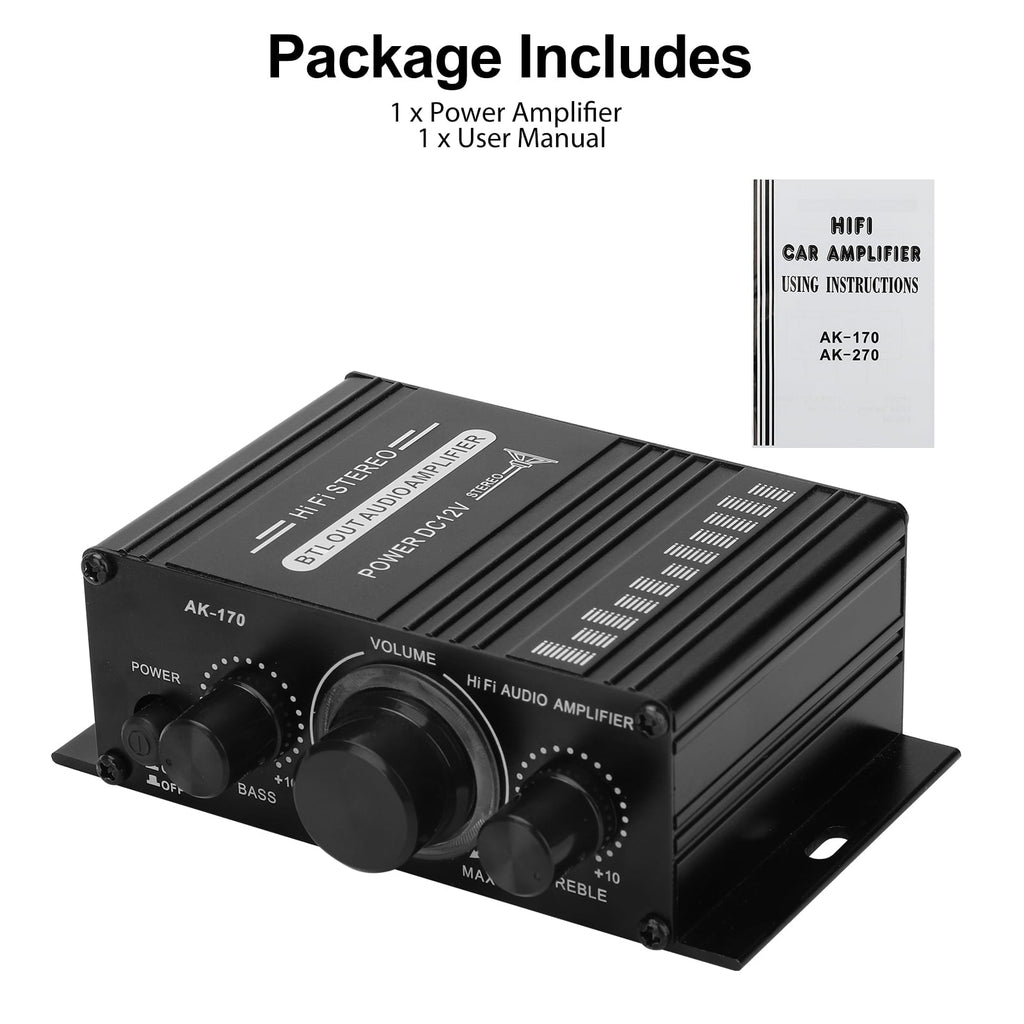 Lingsida Audio Power Amplifier, 20W+20W Mini HiFi Stereo Audio Amplifier, 2CH Subwoofer Amp Stereo Bass Audio Player for Auto Car Mp3 Mp4 PC Speaker, Black