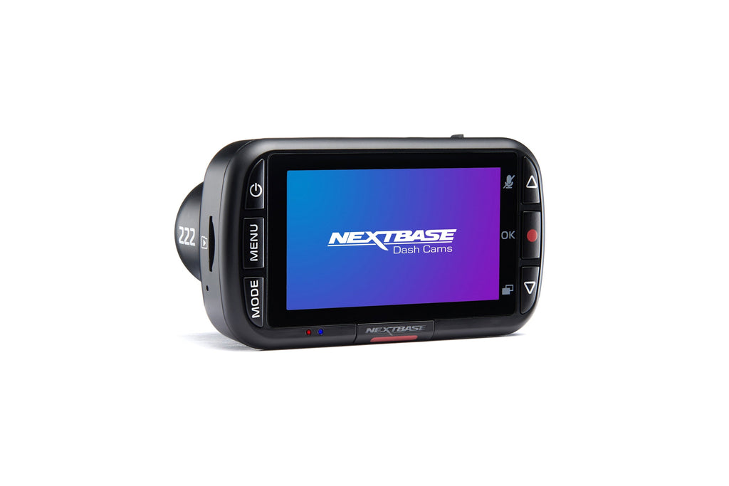 Nextbase 222 Compact Dash Cam in Black 2.5" HD IPS Screen, 1080p Full HD, Intelligent Parking Mode, G Force Sensor, 0.17lbs Assembled.