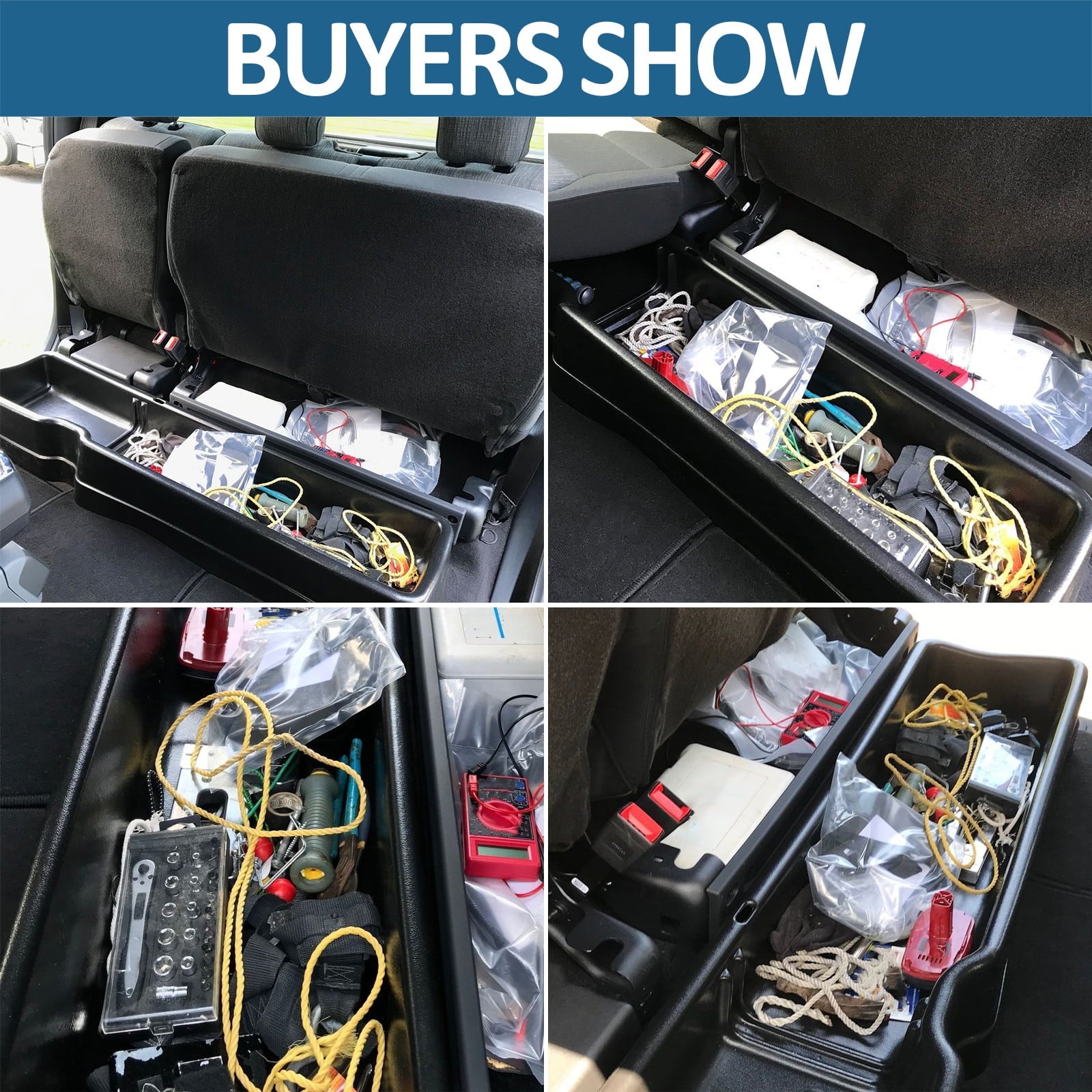 Kojem Underseat Storage Box for 2015-2022 Ford F150 Super Crew Cab 2017-2021 F250 F350 F450 Storage Box Under Seat Cargo Organizer Bins Pickup Trucks