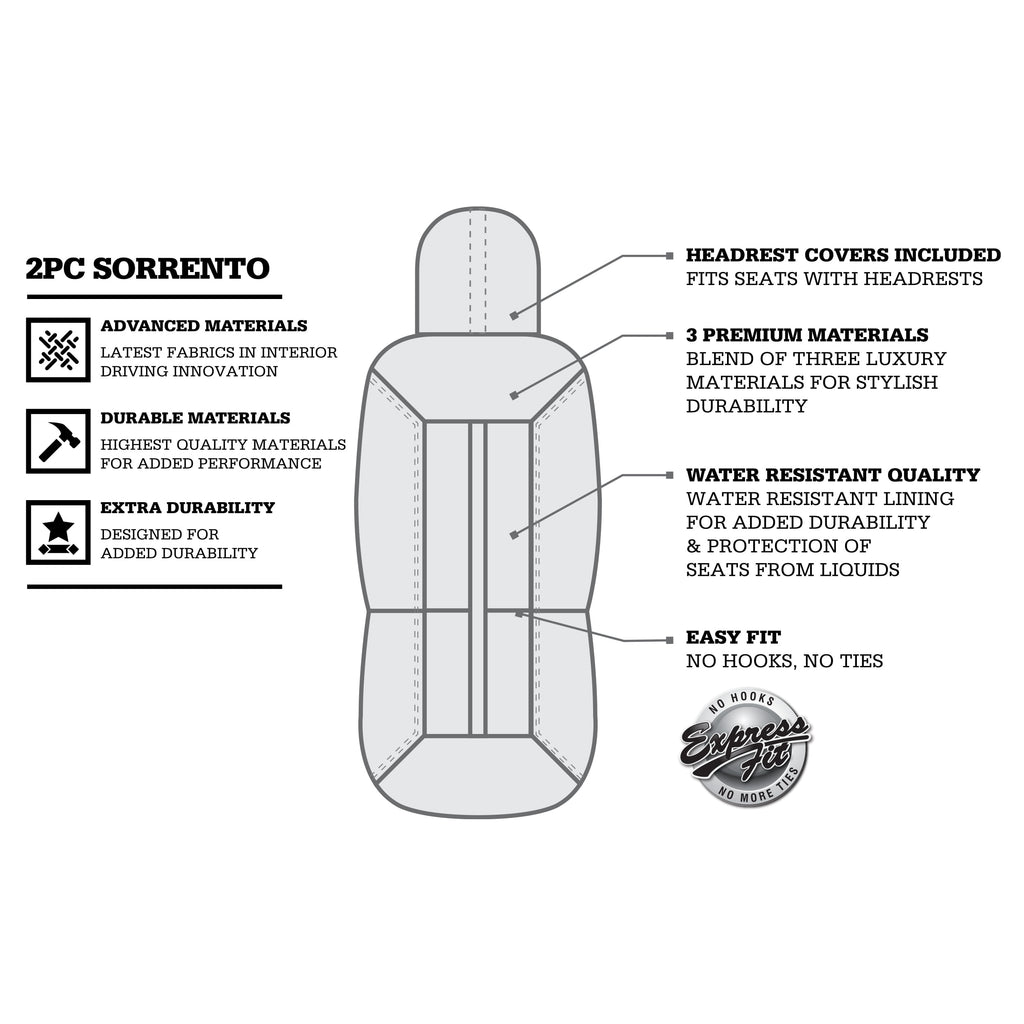 Genuine Dickies 2 Piece Sorrento Car Seat Covers, Gray