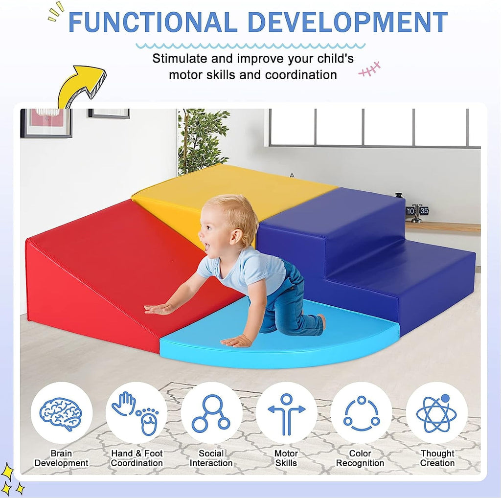 Dkelincs 4 Piece Baby Climb & Crawl Activity Play Set Safe Foam Blocks Toddler Climbing Toys Indoor