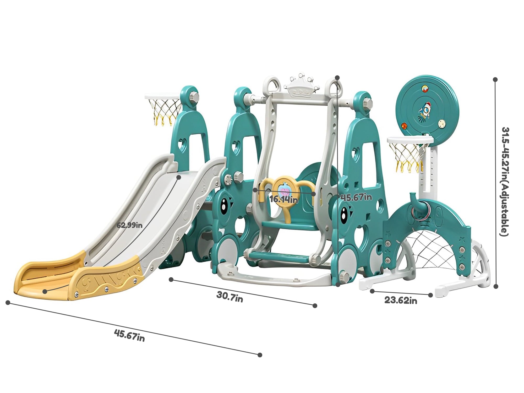 Leavader Kids' Playground Equipment Set - Slide, Swing, Basketball and Soccer Stand Combo
