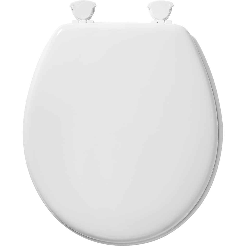 Mayfair Round Enameled Wood Toilet Seat in White with Easy•Clean? Hinge