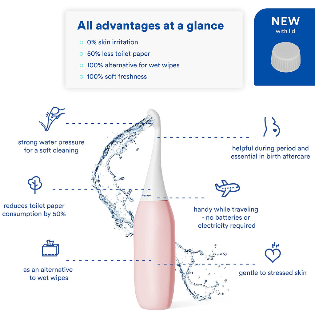 HAPPYPO Portable Bidet (Ros) l Easy-Bidet 2.0 l Replaces Wet Wipes l Travel Size