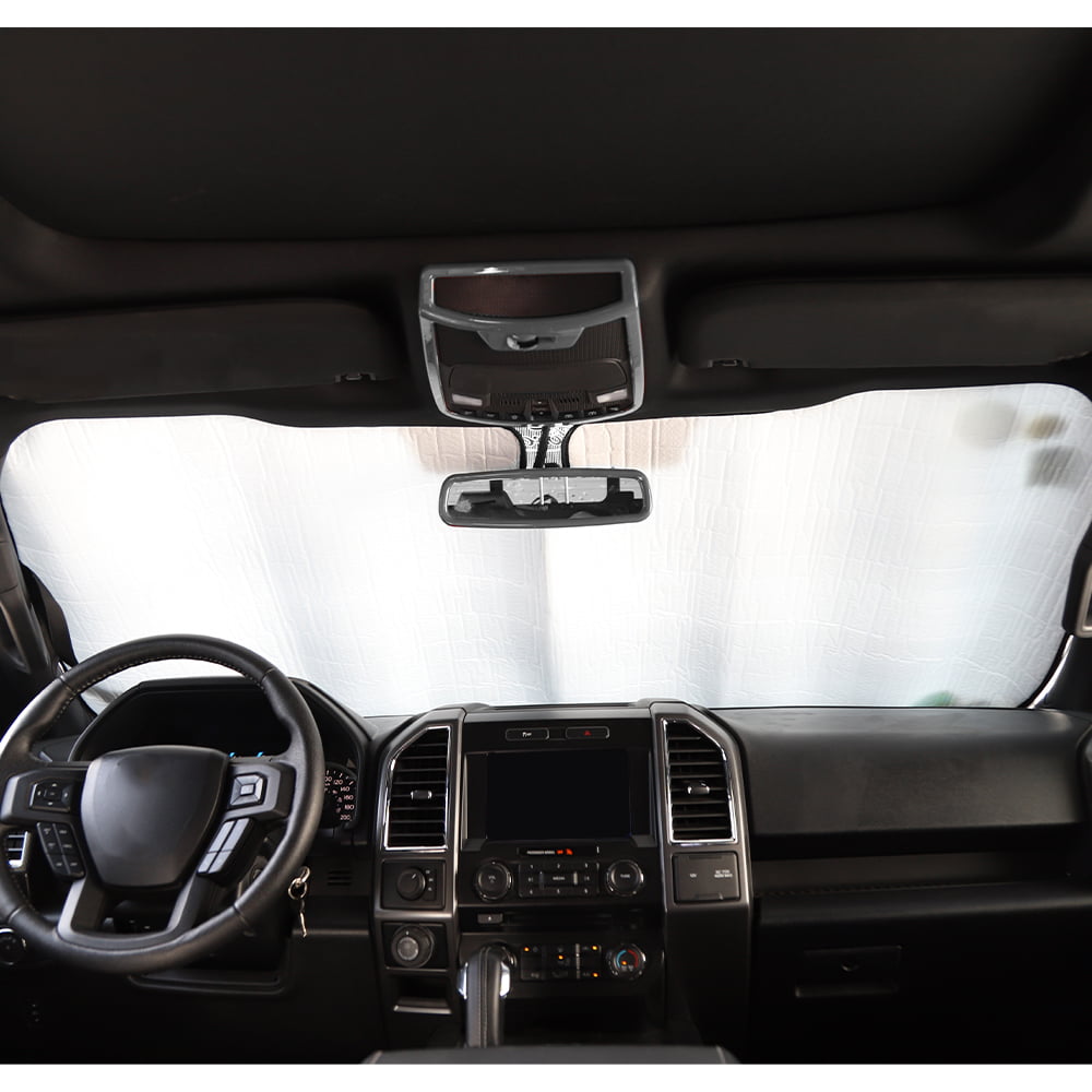 CheroCar Car Sun Shade Windshield Foldable Sunshade Visor Cover for Ford F150 2015-2020, Silver