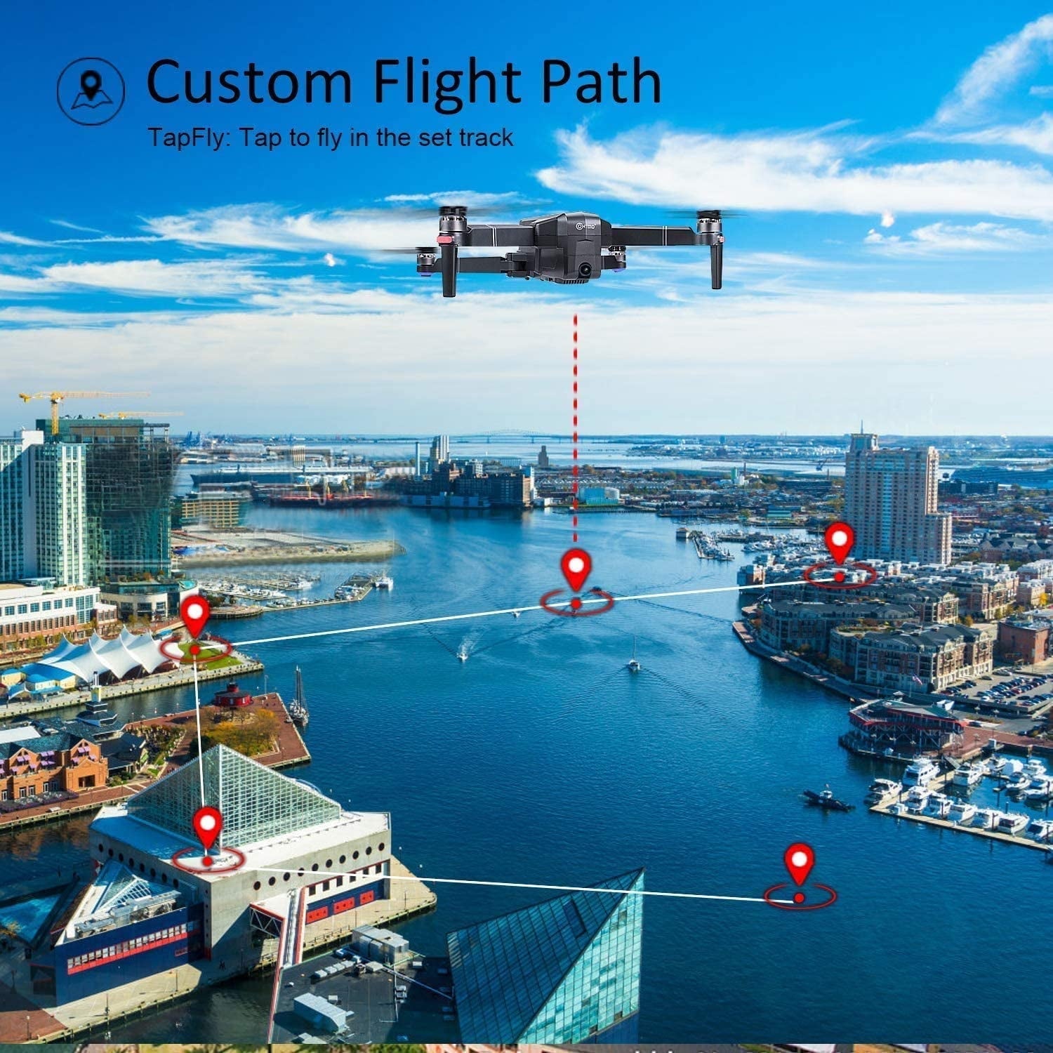 Contixo F24 Pro Drone with 4K UHD Camera for Adults, RC Quadcopter GPS FPV Camera Compatible with VR, 30 Minutes Flight Time, Foldable Brushless Motors, Follow Me, Waypoint with Carrying Case