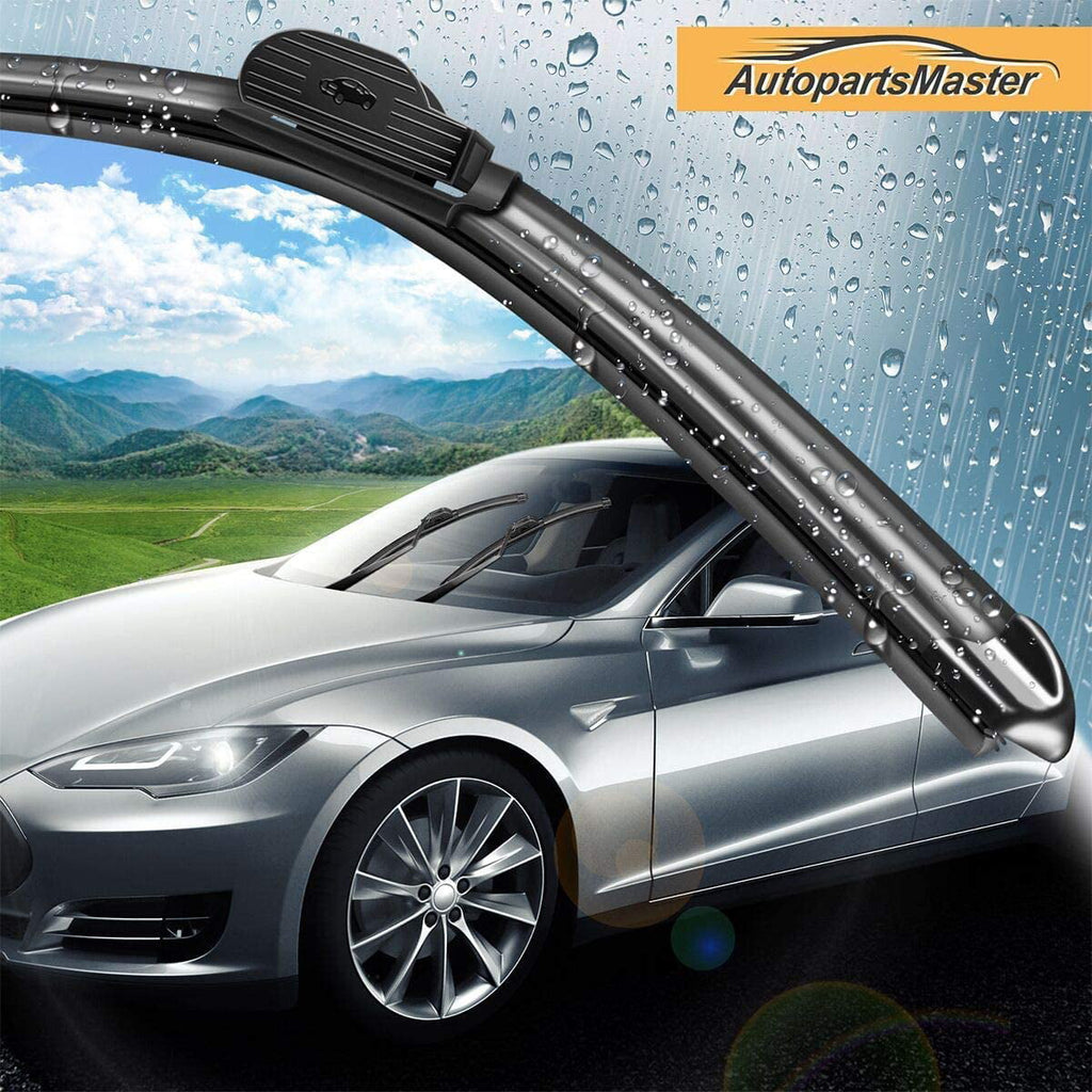 Feildoo Windshield wiper blades, 24" + 14" Bracketless Beam Wiper Car Front Window J U Hook Wiper Blade (set of 2)