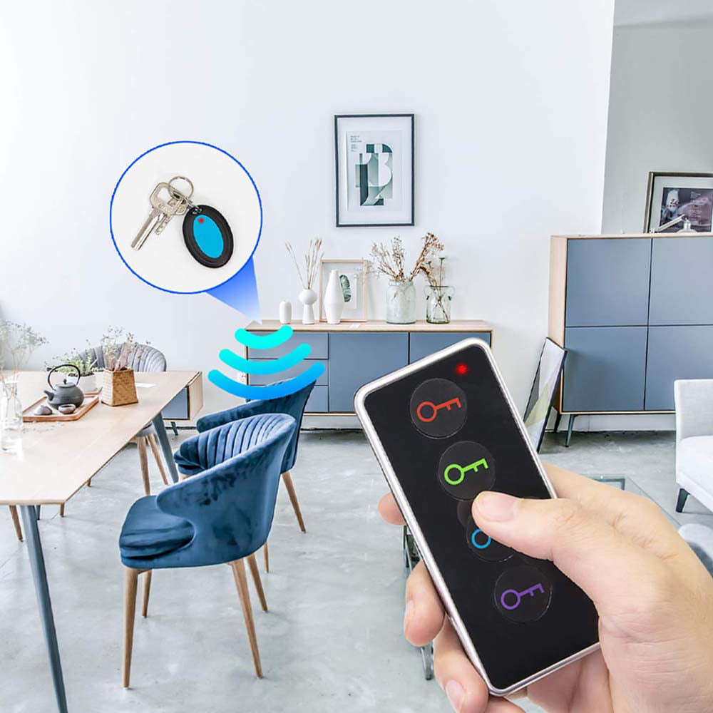 Wireless Key Finder, Key Tracker Anti-Lost Alarm RF Item Key Locator for Key Chain Tracker Pet Tracker Wallet Tracker Remote Finder (4 Receivers)