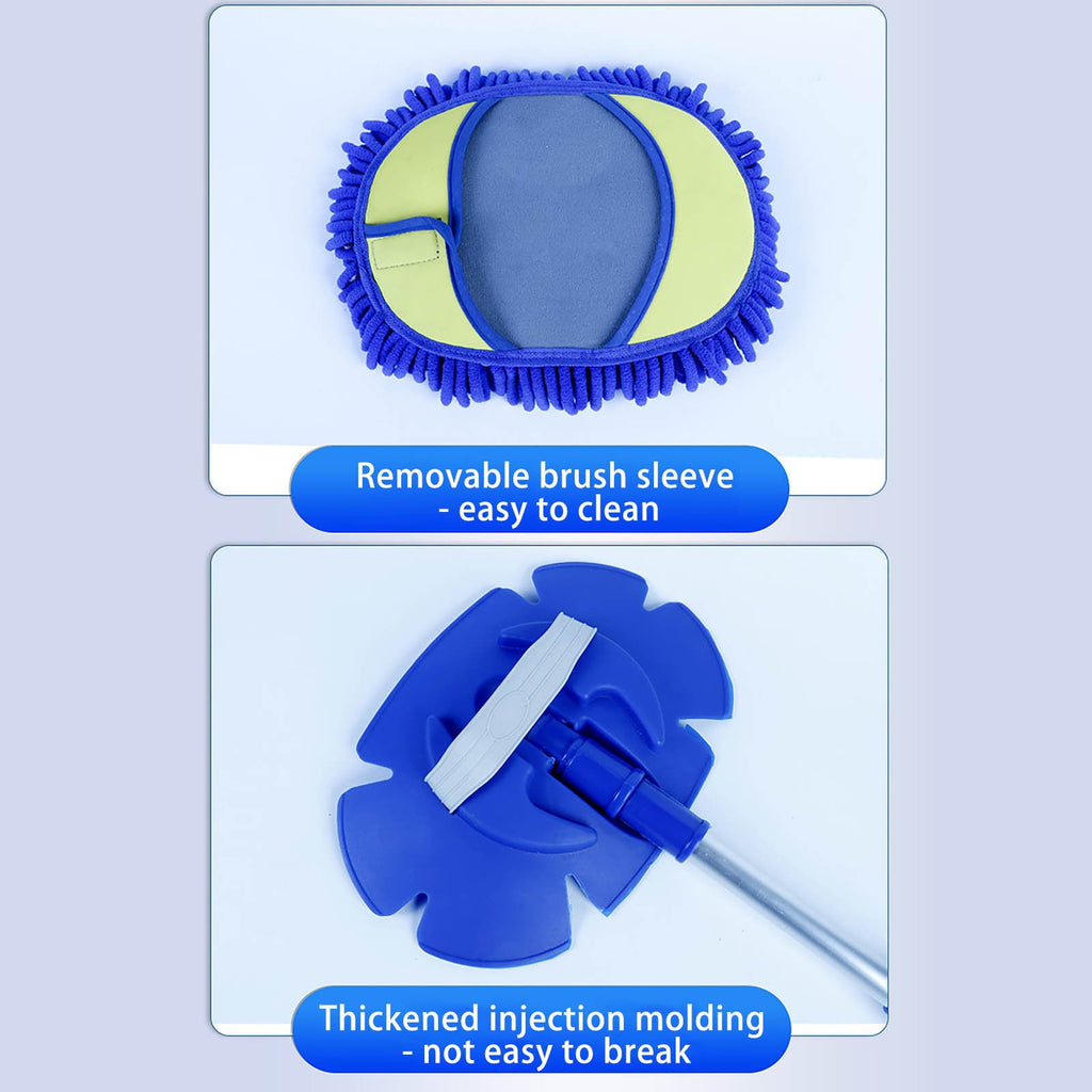 Moocorvic Car Wash Brush Mop Kit Car Detailing Kit Car Wash Kit with Long Handle Car Cleaning Supplies Kit Duster Washing Car Tools Accessories,Replacement Head Pole,