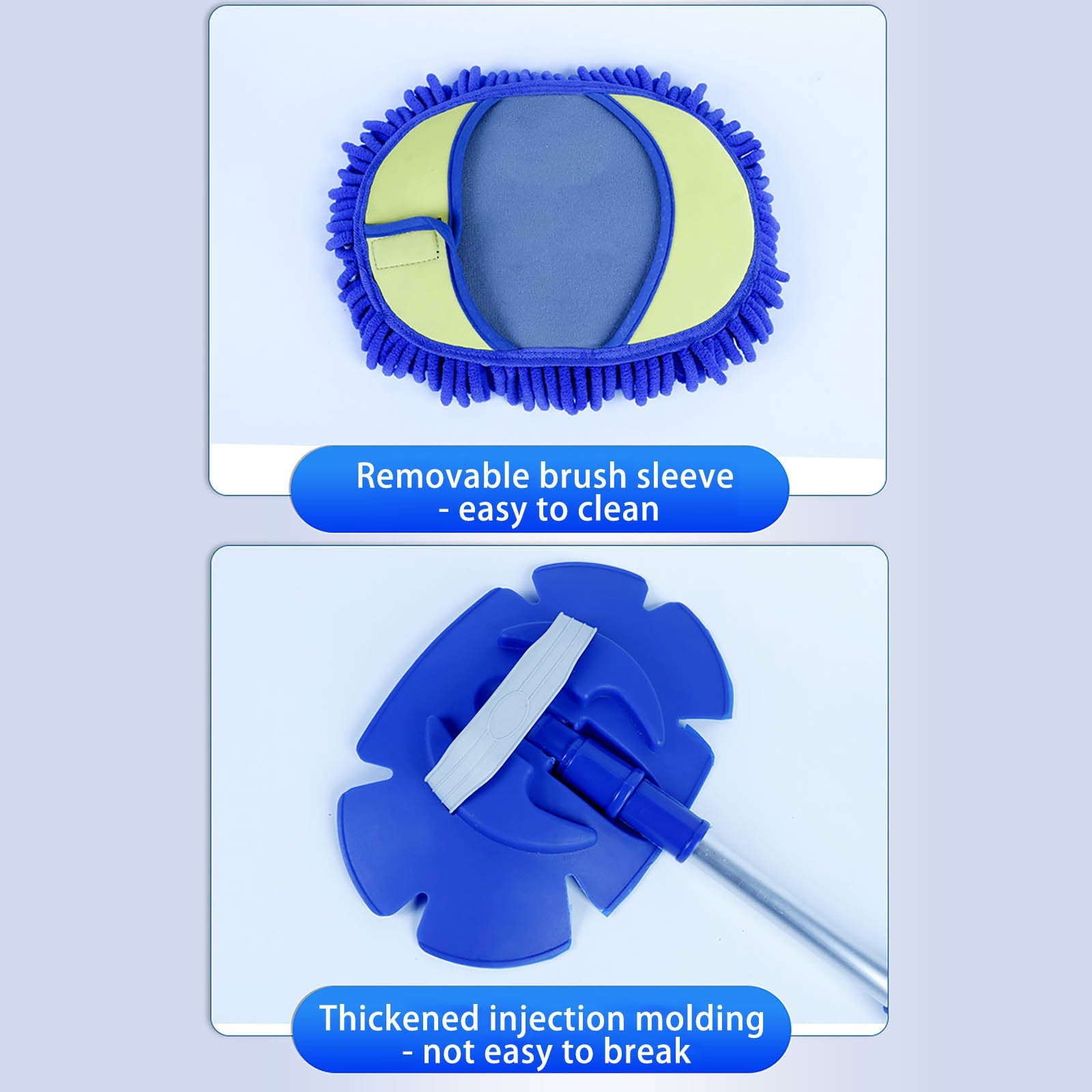 Moocorvic Car Wash Brush Mop Kit Car Detailing Kit Car Wash Kit with Long Handle Car Cleaning Supplies Kit Duster Washing Car Tools Accessories,Replacement Head Pole,