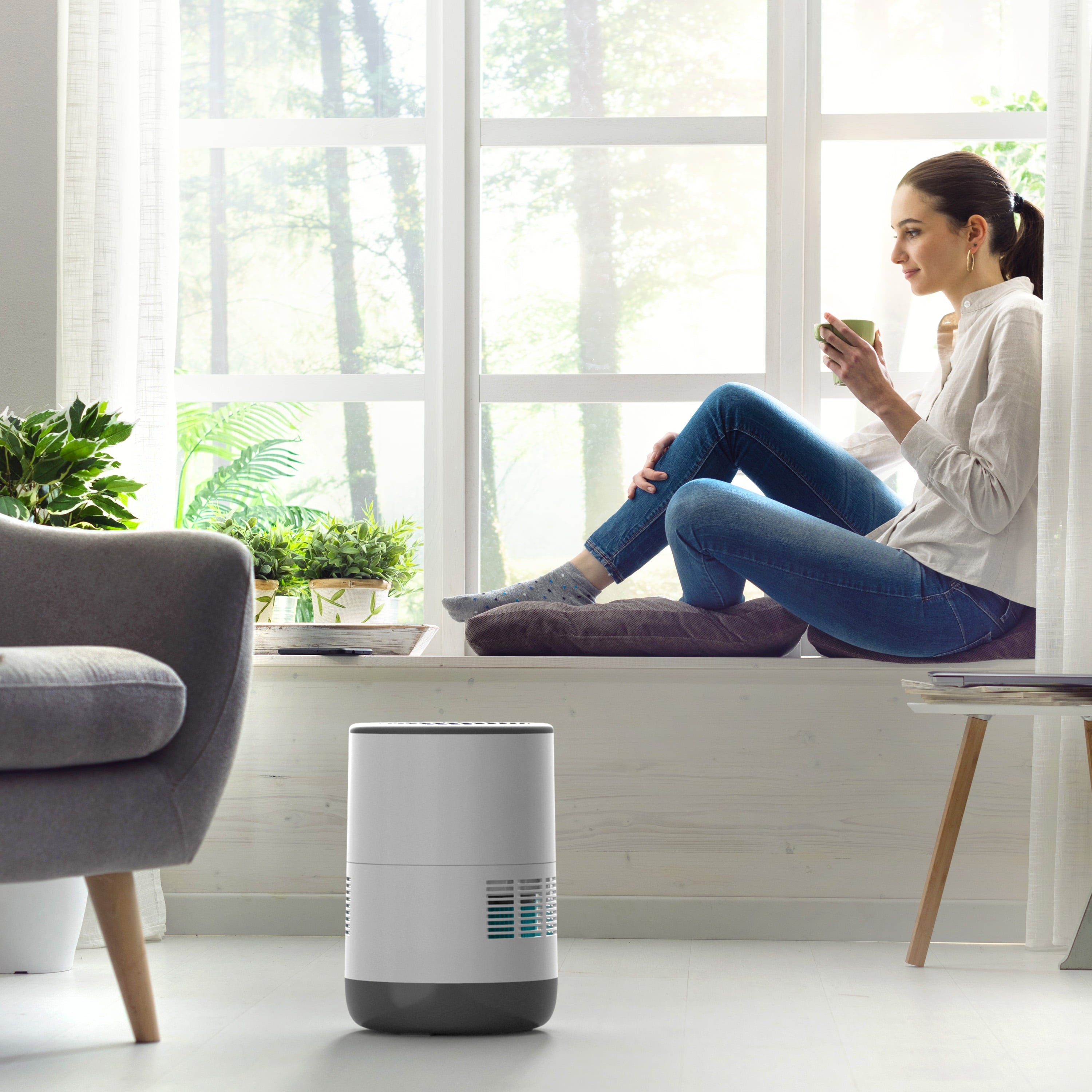 Pure Enrichment® MistAire™ Eva - Mist-Free Evaporative Humidifier (2.8L) with Filter, 4-Speeds, Large Room Coverage up to 500 sq. ft., and Auto Shut-Off Timer