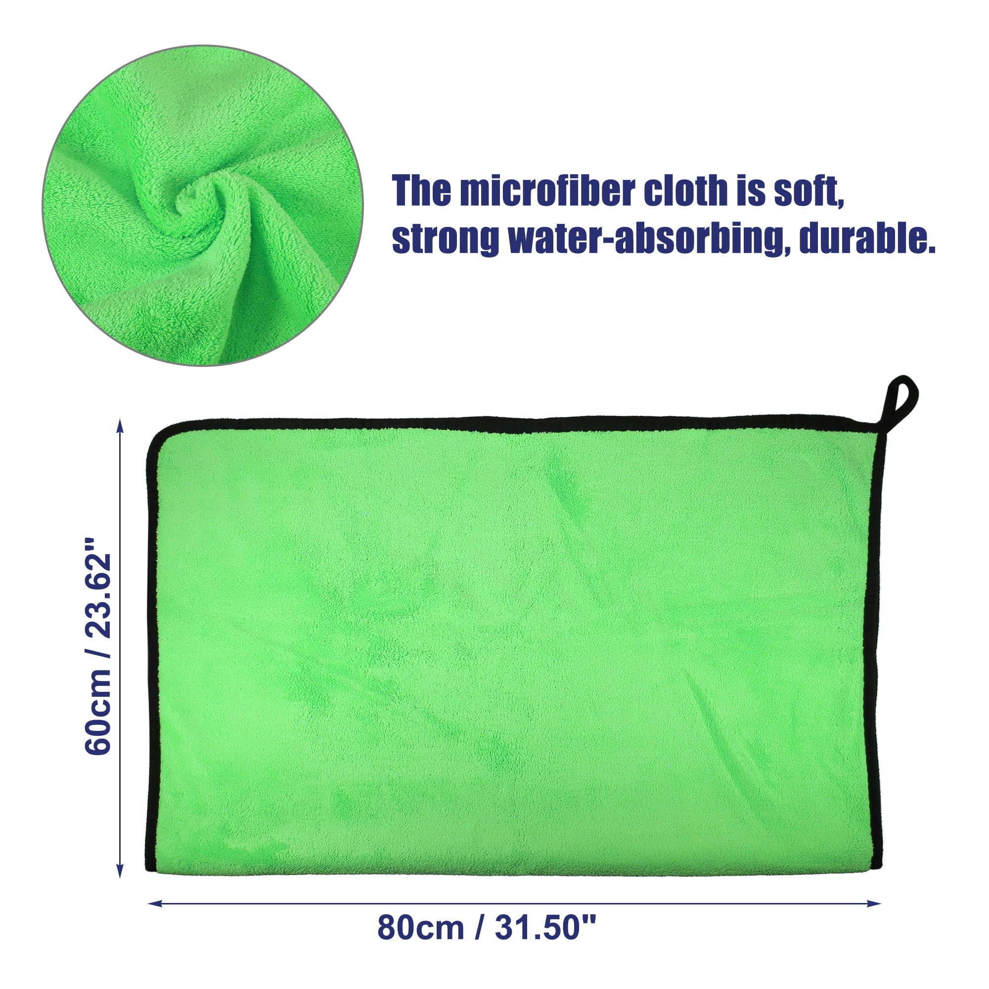 Grey Green 80 x 60cm Microfibre Car Drying Towel Extra Large Car Cleaning Super Absorbent Car Drying Cloth Dryer 2pcs