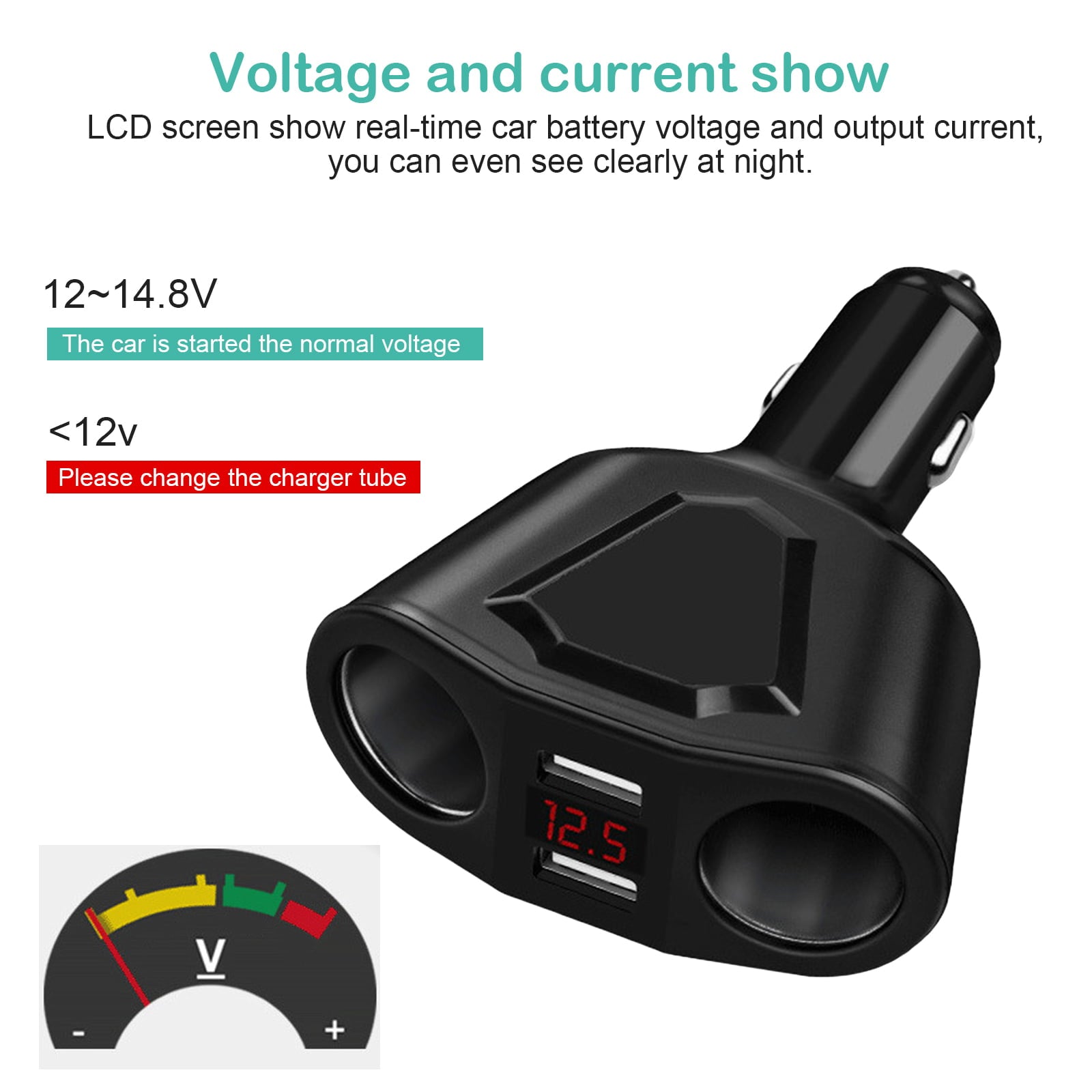 2 Socket Cigarette Lighter Splitter, TSV 120W Cigarette Lighter Adapter, Car Charger with Dual USB Ports 3.1A Outport for GPS/Dash Cam/Phone/Pad