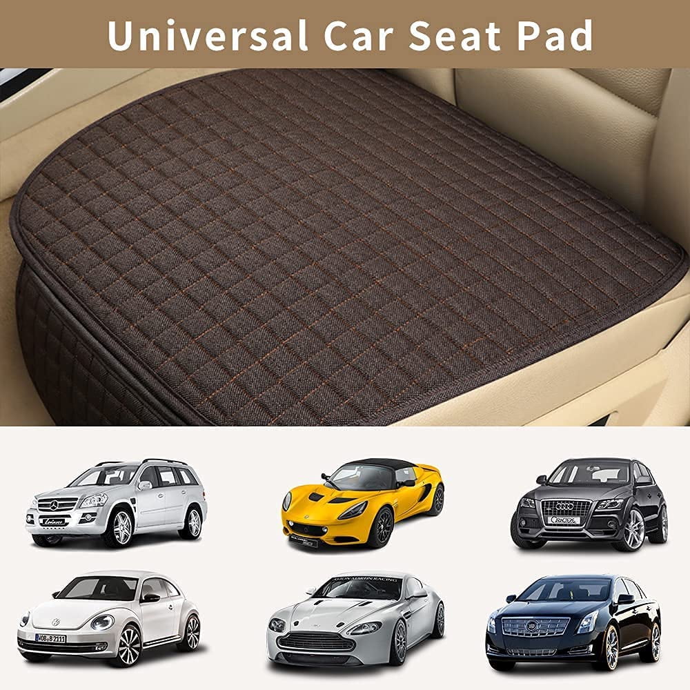 Top-Max Universal Car Seat Cushion Anti-Slip Flax Pad, Comfortable Cool Down Pad for Summer Car Home Office Use, 19.6"x20.4" Brown
