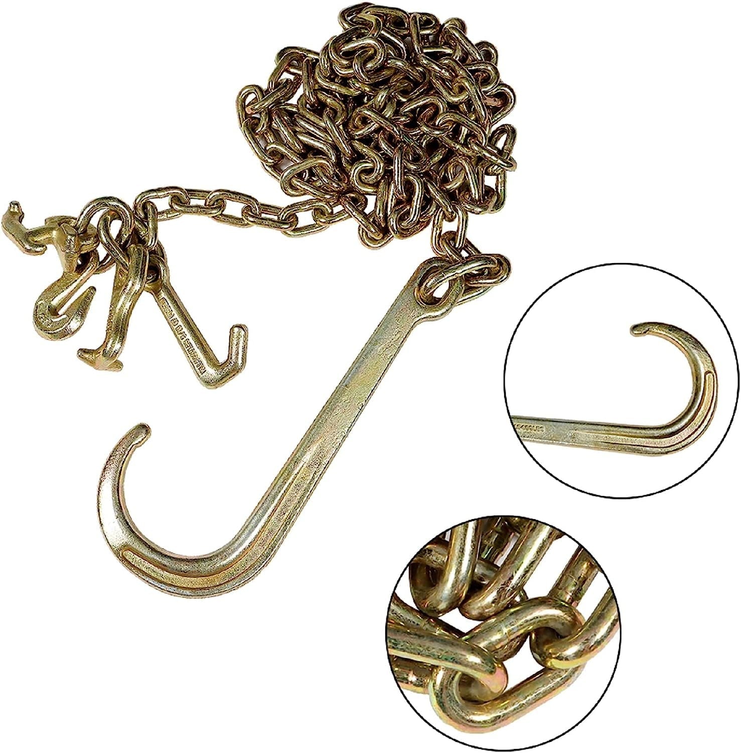LABLT 2 G70 5/16''x10' Transport Tow Chain J Hook Long Shank w/ Grab Hook new