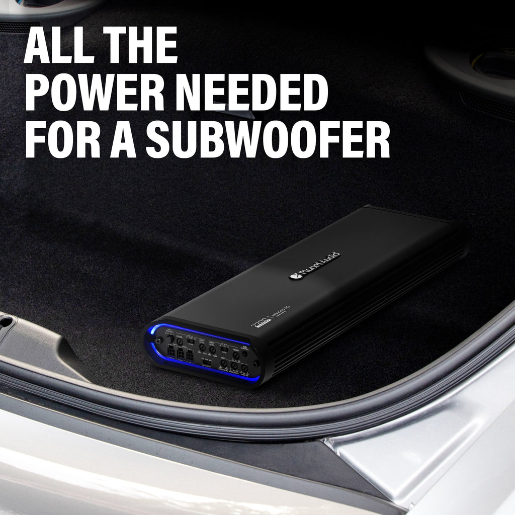 Planet Audio MB2200.5D Mini Bang Series Car Audio Amplifier - 2200 High Output, 5 Channel, Class D, 2 Ohm, Low/High Level Inputs, Low/High Pass Crossover, Full Range, Hook Up To Stereo and Subwoofer