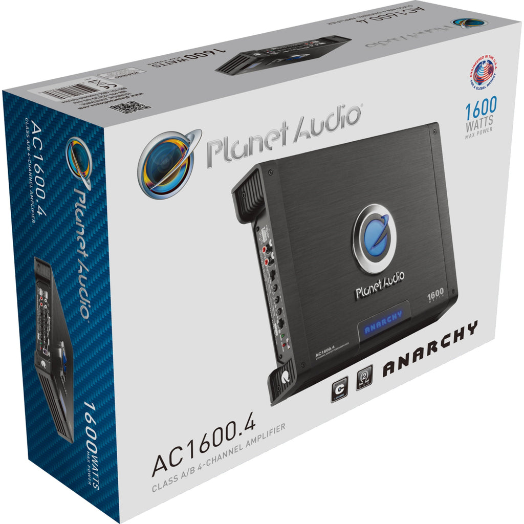 Planet Audio AC1600.4 1600W 4 Channel Car Amplifier Power Amp+Remote AC16004