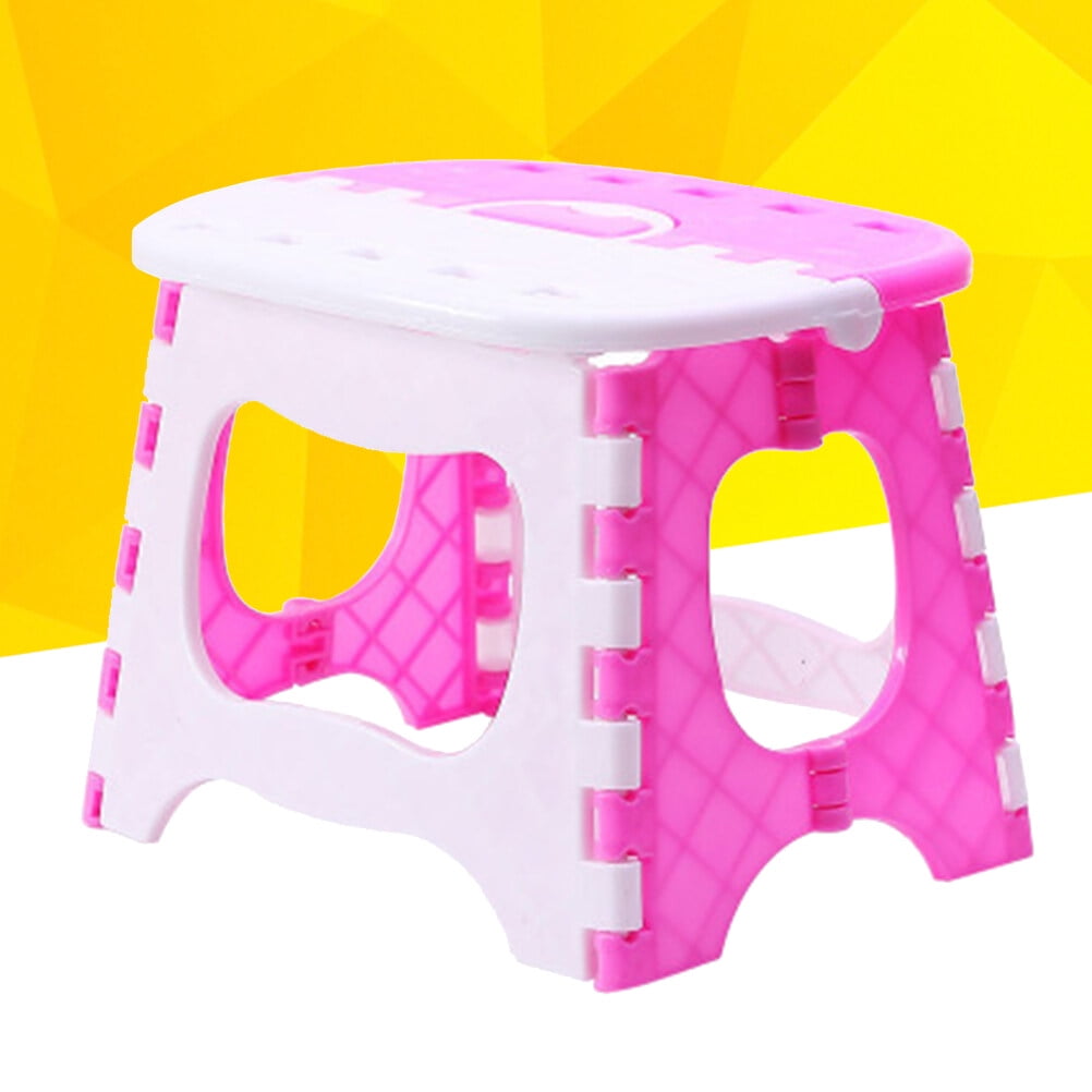 Plastic Folding Step Stool Portable Stool for Kids Home Bathroom Garden Kitchen Livingroom (Pink)