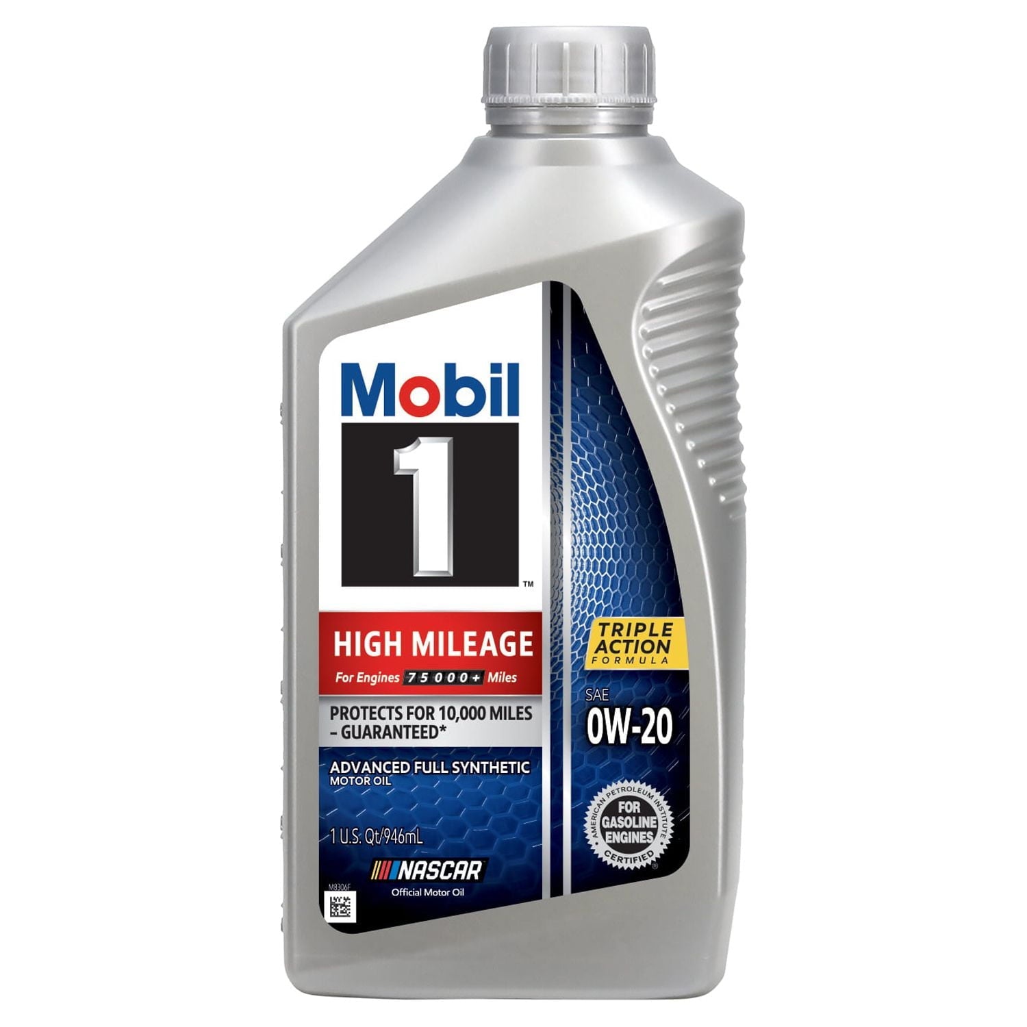 Mobil 1 High Mileage Full Synthetic Motor Oil 0W-20, 1 qt