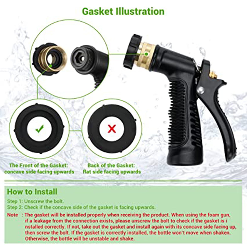 Swtroom Car Wash Foam Gun, Car Wash Soap Spray with 3/8 "Brass Connector, Double Filtration, Grade 6 Foam Concentration (Green)