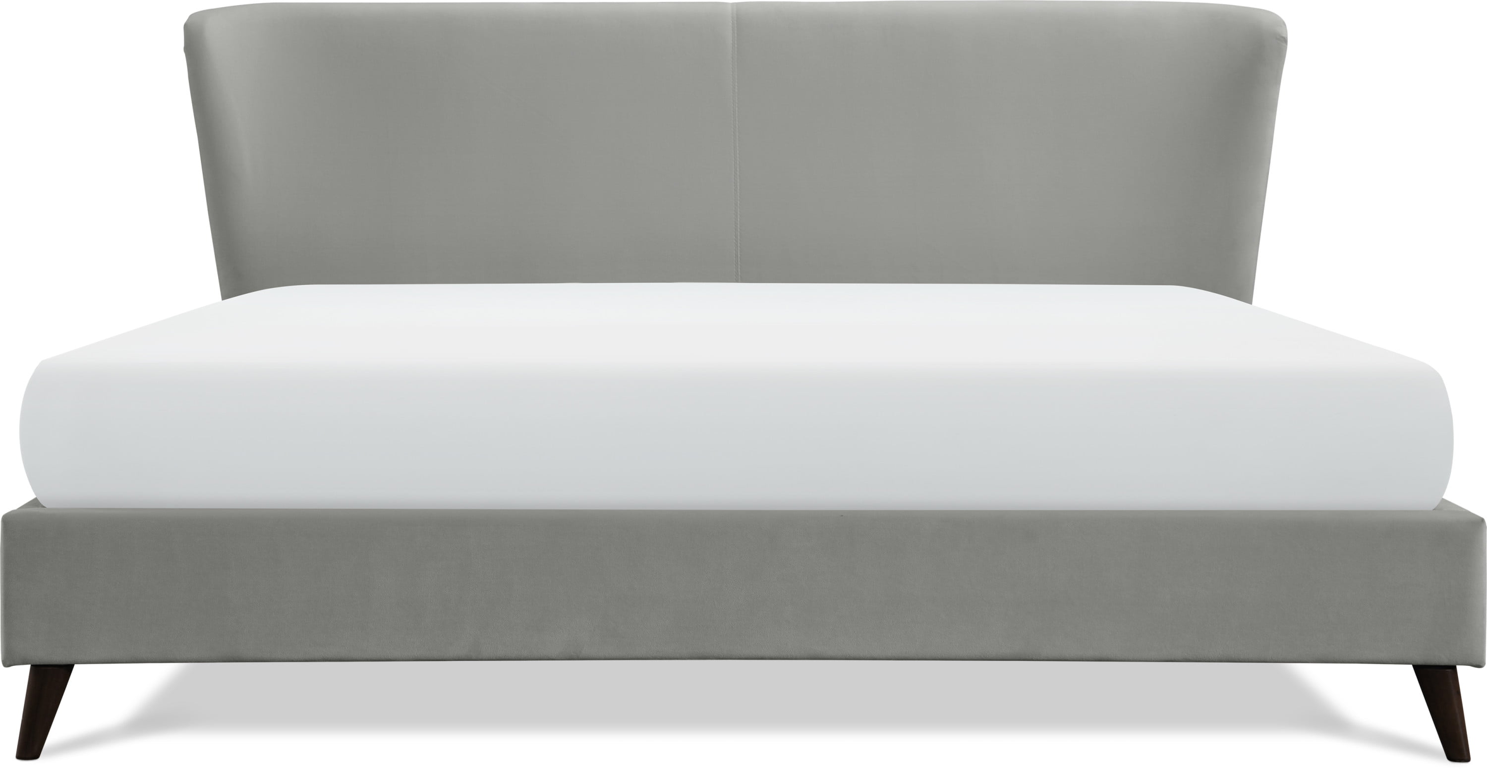 Adore Decor Adele Velvet Upholstered King Size Bed Frame with Winged Headboard, Gray
