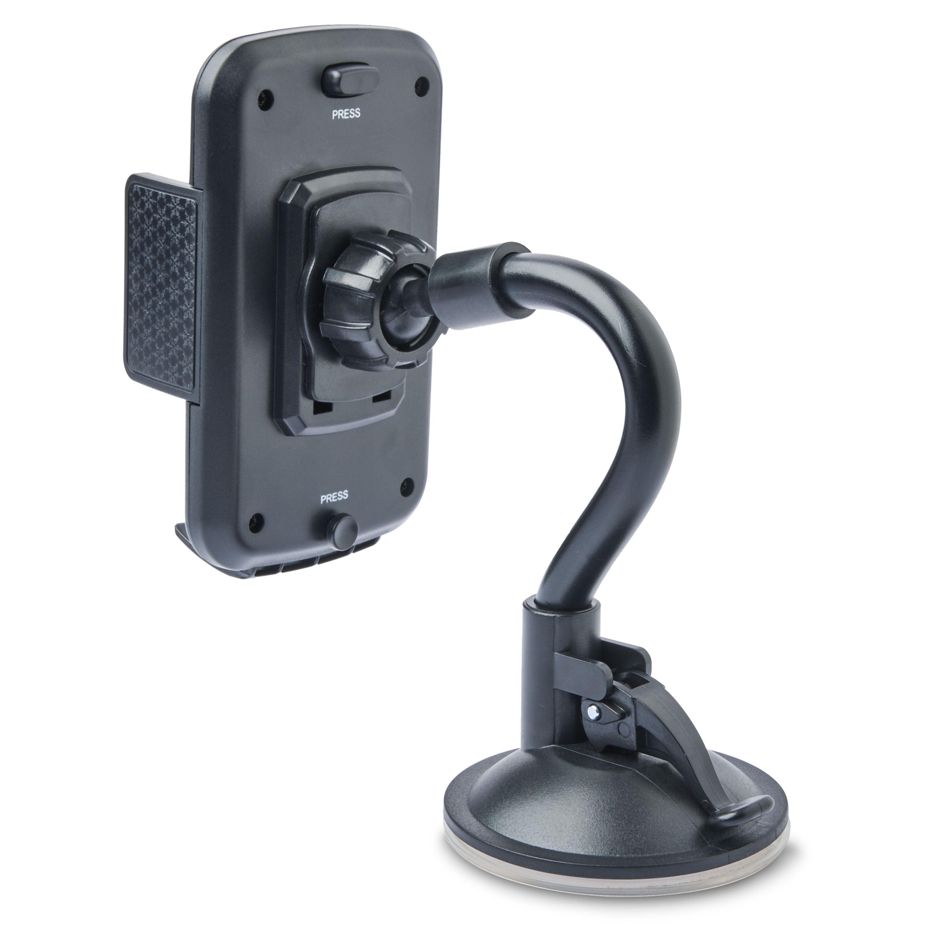 onn. Car Window or Dash Phone Mount Compatible with 2 in- 3.7 in Wide Mobile Phones