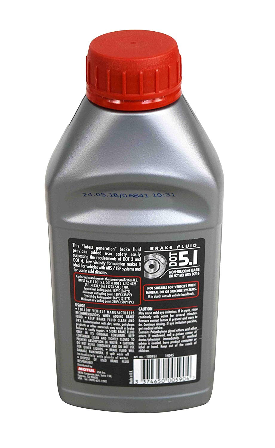 Motul (4 Pack) 100950 100% Synthetic Brake Dot 5.1 Brake Fluid 500 ml